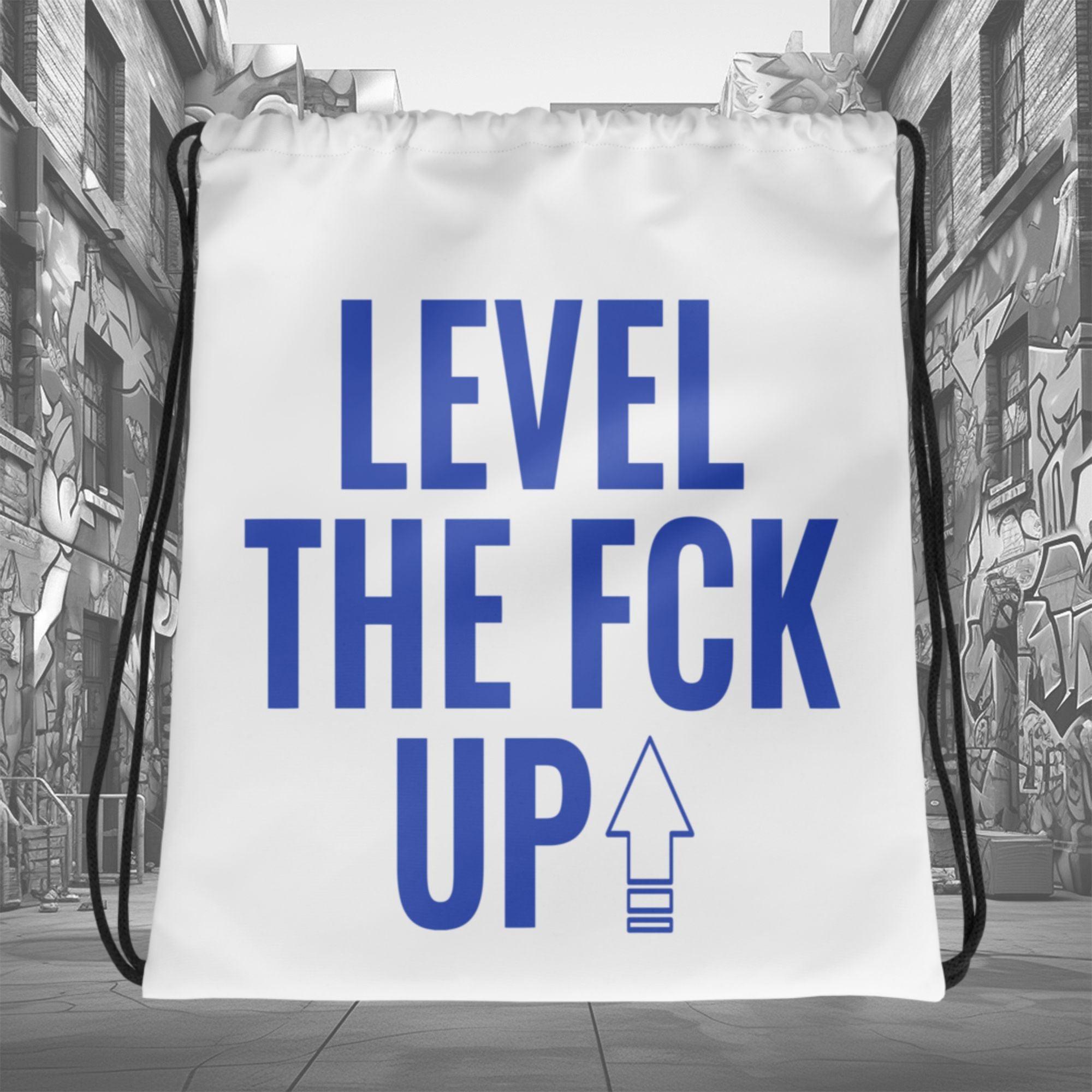 Amazing White LEVEL UP Drawstring Bag Nike Dunk Disrupt 2 Hyper Royal photo.