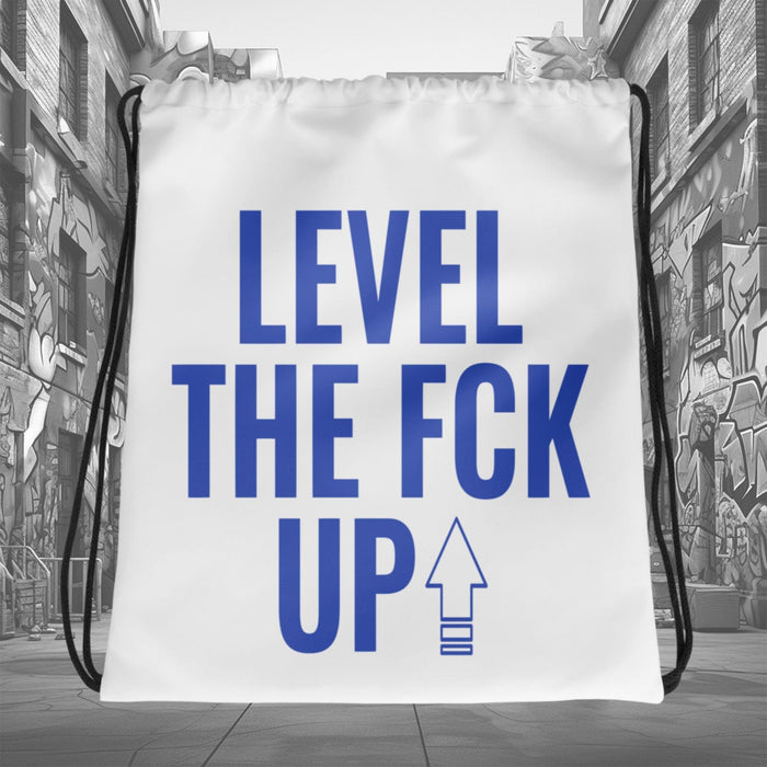Amazing White LEVEL UP Drawstring Bag Nike Dunk Disrupt 2 Hyper Royal photo.