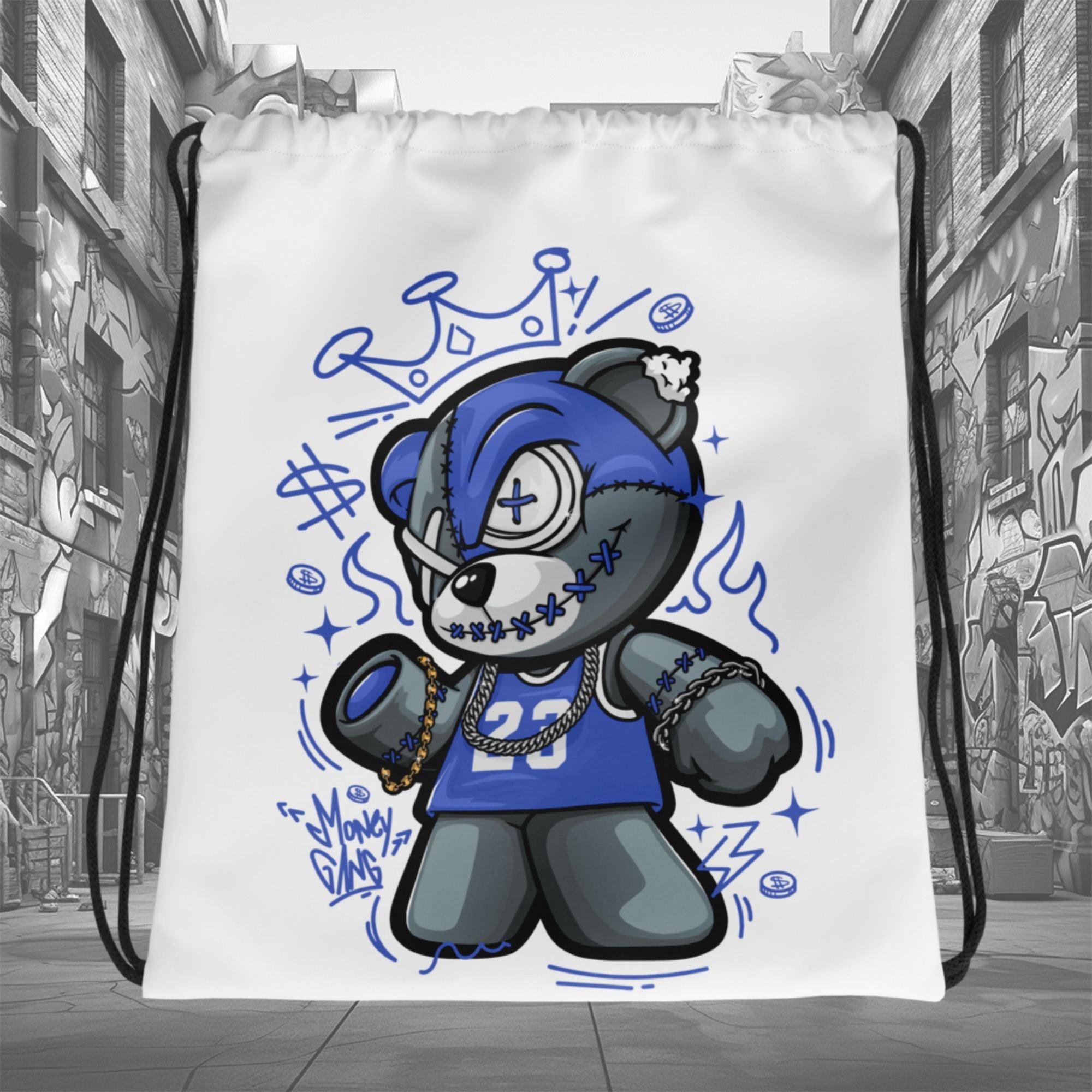 Amazing White Money Gang Bear Drawstring Bag Nike Dunk Disrupt 2 Hyper Royal photo.