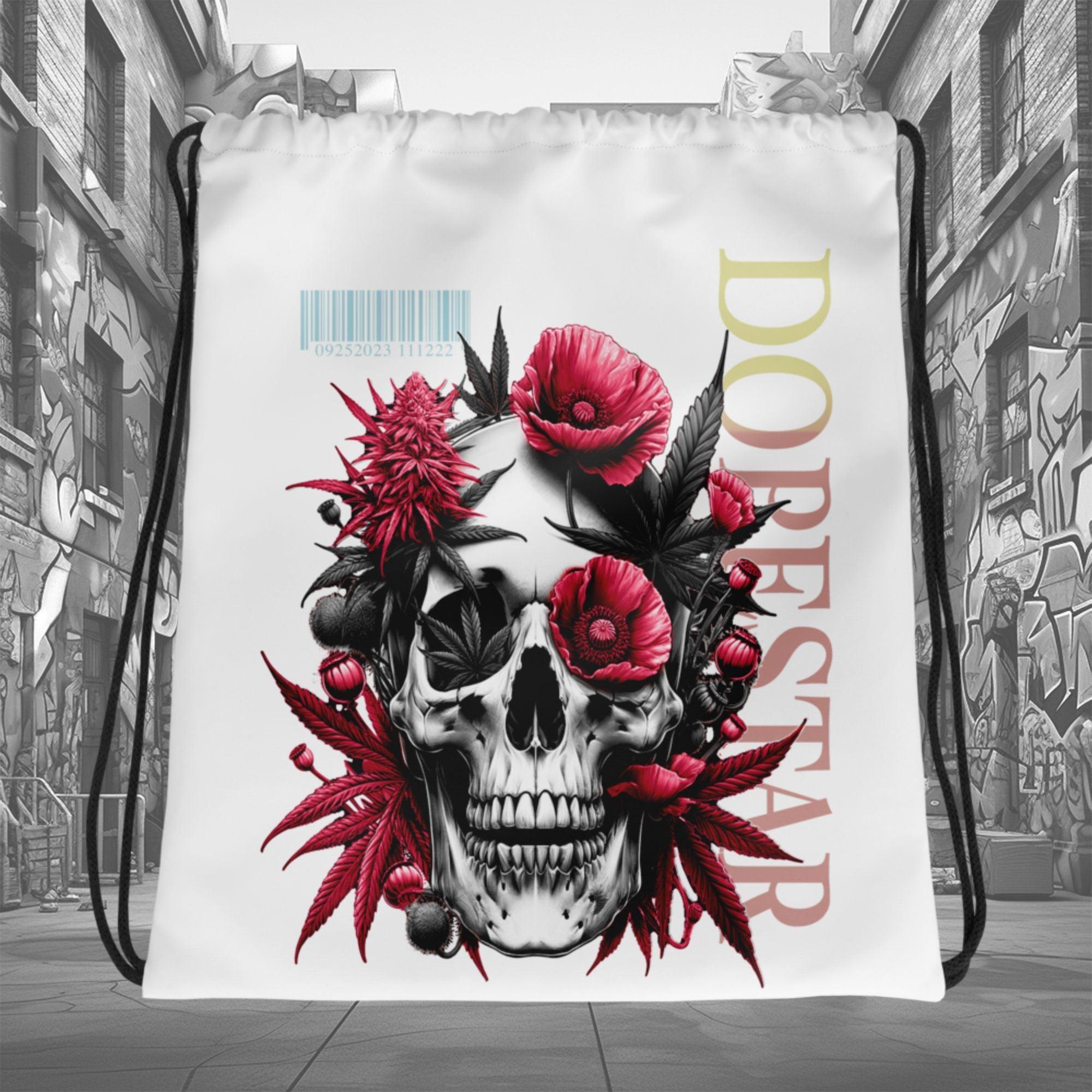 Amazing White Skull Cannabis Poppies Drawstring Bag AIR JORDAN 1 Retro High OG NEXT CHAPTER SPIDER-VERSE photo.