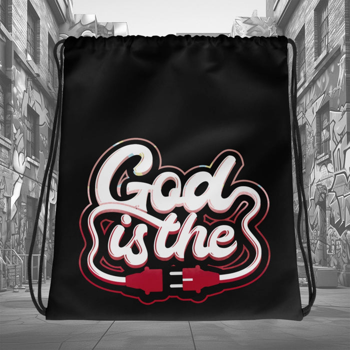 Amazing Black GOD IS THE Drawstring Bag AIR JORDAN 1 Retro High OG NEXT CHAPTER SPIDER-VERSE photo.