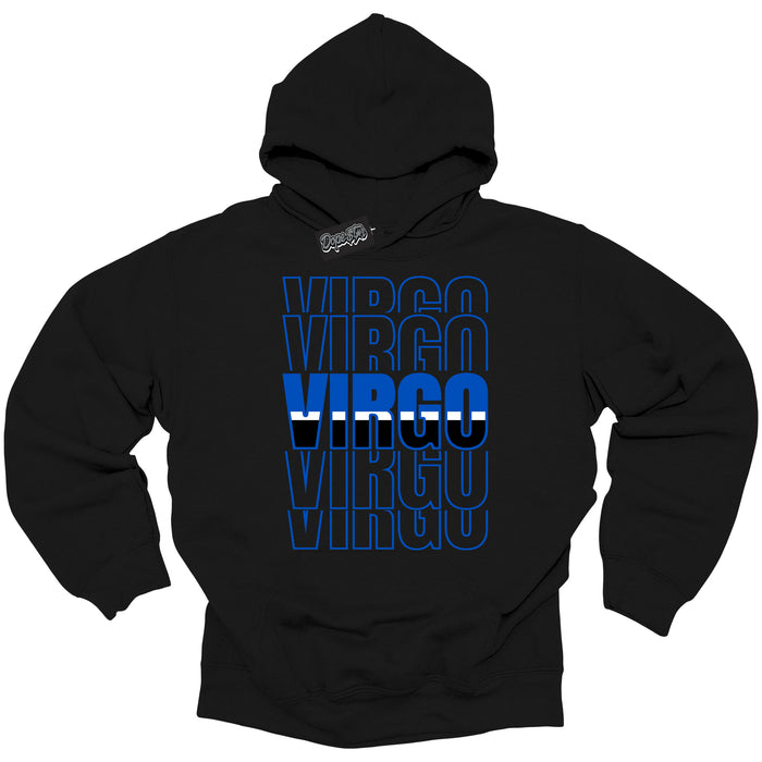 Cool Black Hoodie with “ Virgo ”  design that Perfectly Matches  Royal Reimagined 1s Sneakers.