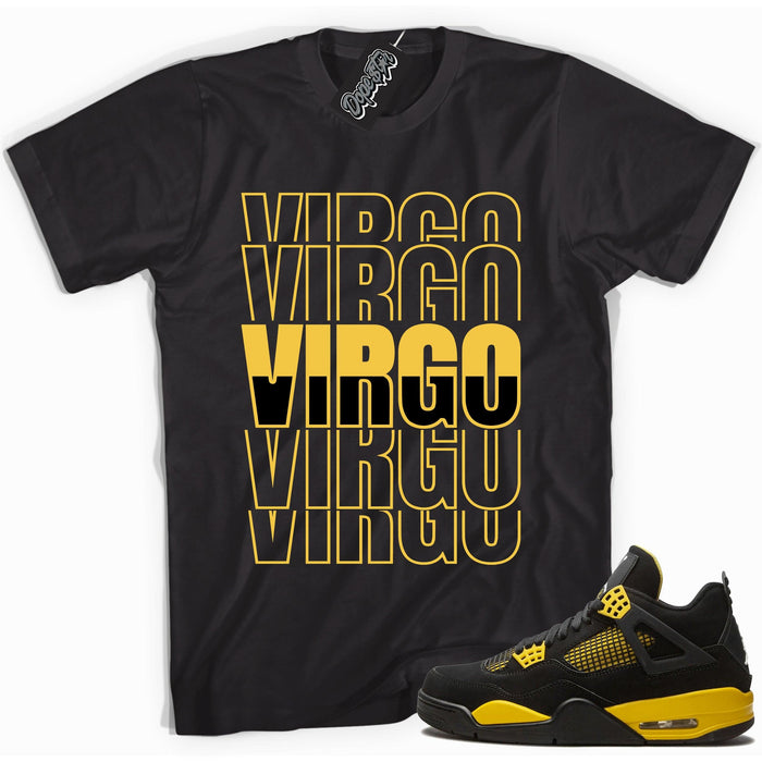 Cool black graphic tee with 'virgo' print, that perfectly matches  Air Jordan 4 Thunder sneakers