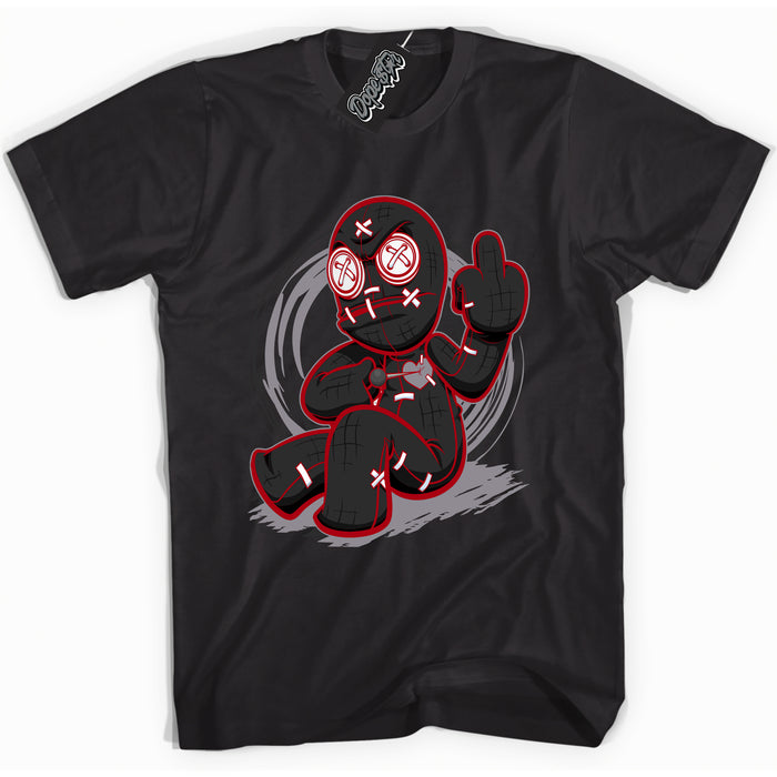 Cool Black Shirt with “ VooDoo Doll” design that perfectly matches Bred Reimagined 4s Jordans.