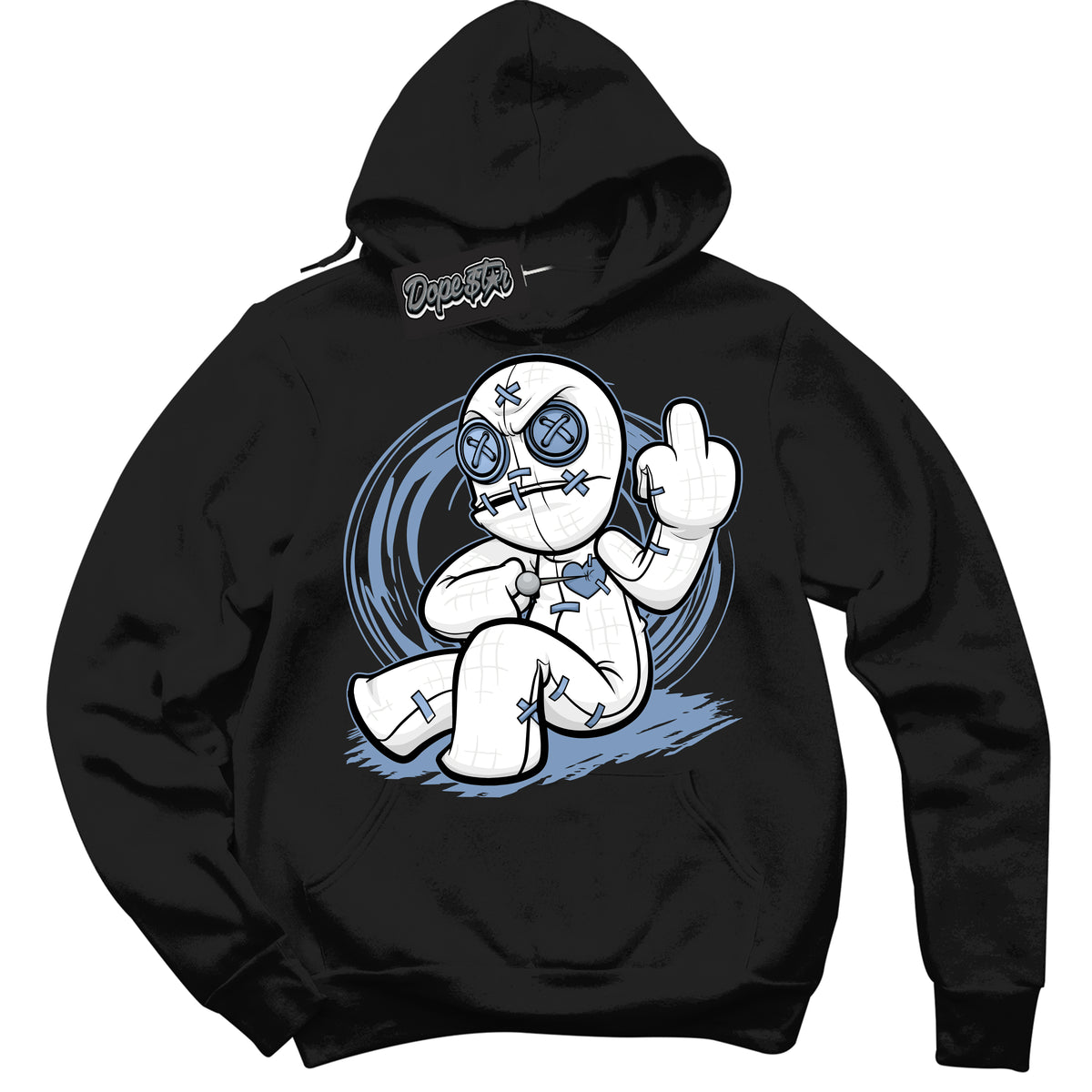 Cool Black Hoodie with “ VooDoo Doll ”  design that Perfectly Matches Reverse Oreo 6s Sneakers.