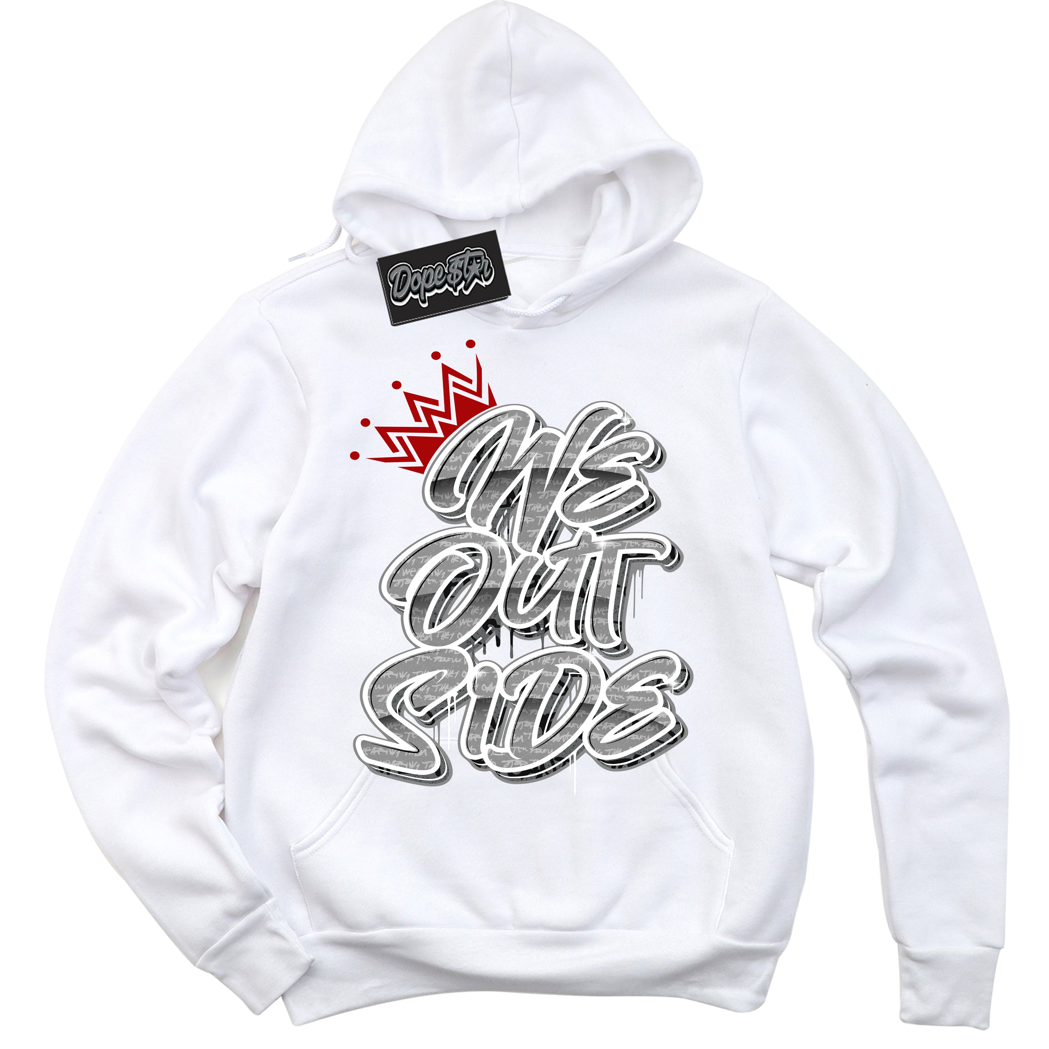 Cool White Hoodie with “ We Outside ”  design that Perfectly Matches Rebellionaire 1s Sneakers.