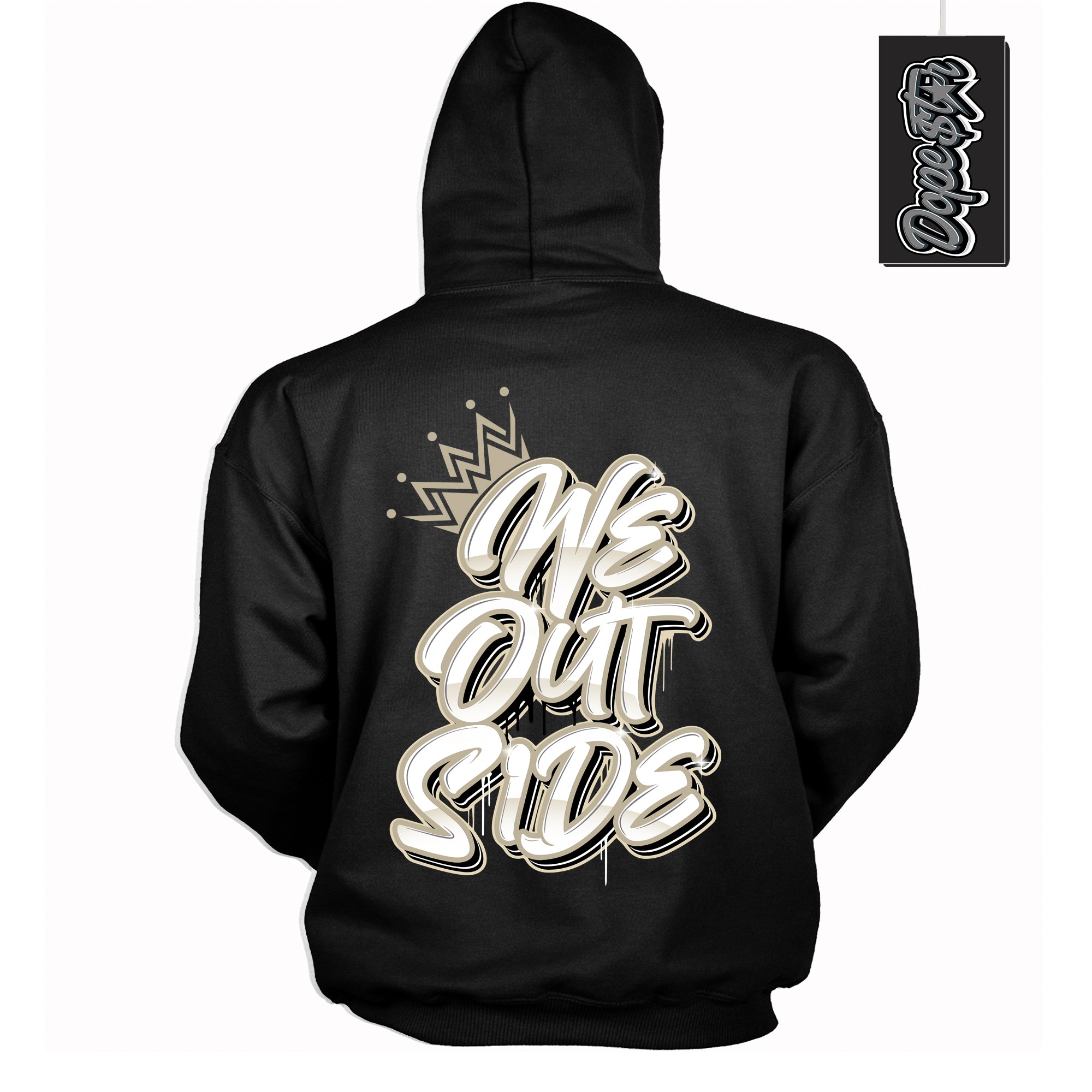Cool Black Hoodie with “ We Outside ”  design that Perfectly Matches  Gratitude 11s Sneakers.