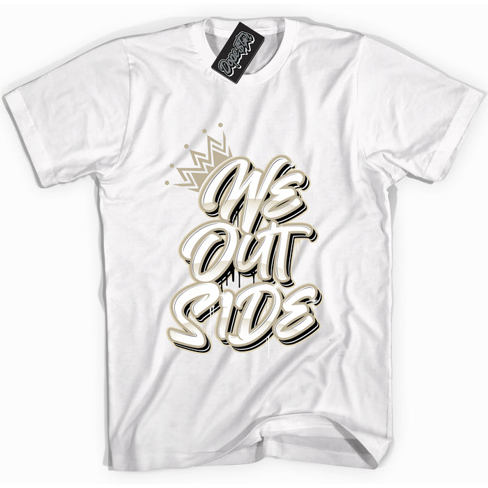 Cool White Shirt with “ We Outside” design that perfectly matches Gratitude 11s Sneakers.