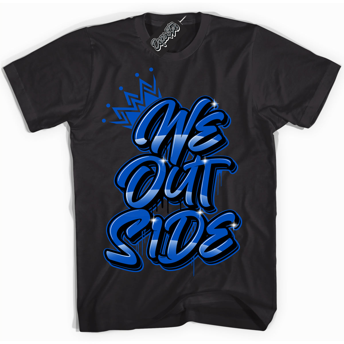 Dunk Low Astronomy Blue 'We Outside' Shirt – Black Streetwear T-Shirt | Sneaker Matching Tee for Dunk Low Astronomy Blue | Men's & Women's Streetwear Outfit by Sneaker Shirts Outlet.
