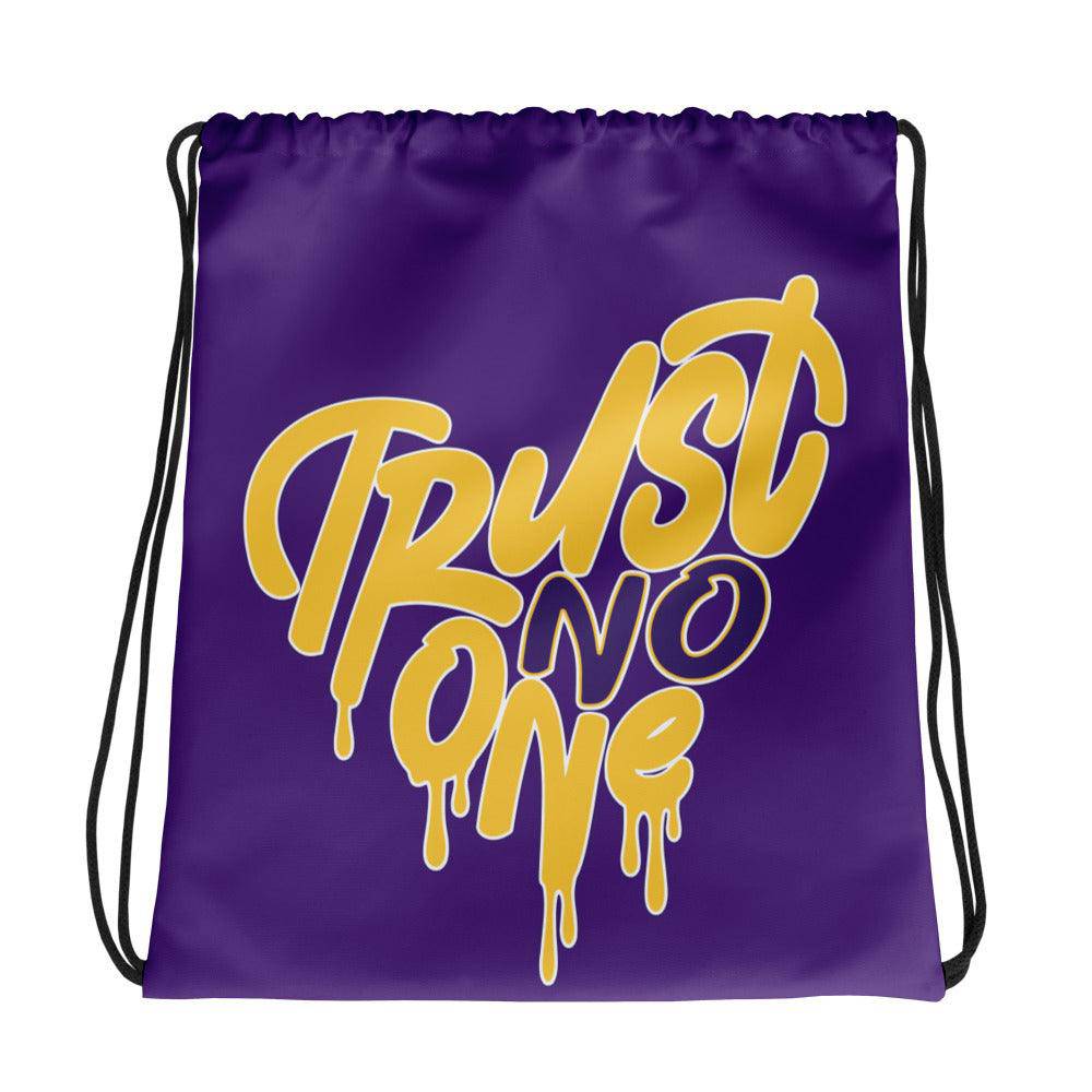Dunk High Lakers Drawstring Bag Trust No One Heart - Sneaker Shirts Outlet