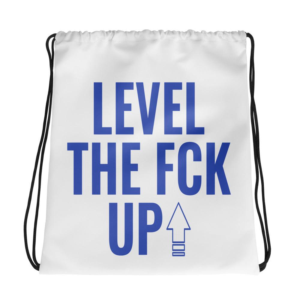 Amazing White LEVEL UP Drawstring Bag Nike Dunk Disrupt 2 Hyper Royal photo.