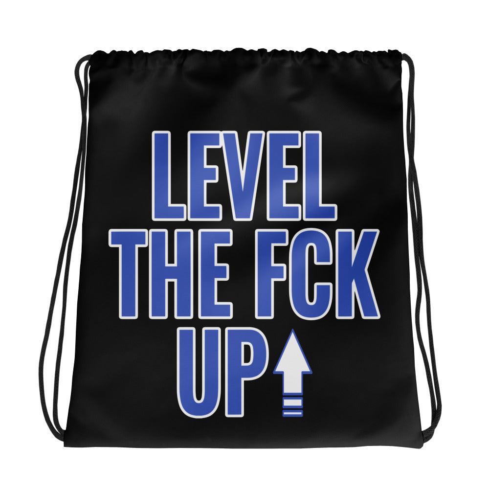 Amazing Black LEVEL UP Drawstring Bag Nike Dunk Disrupt 2 Hyper Royal photo.