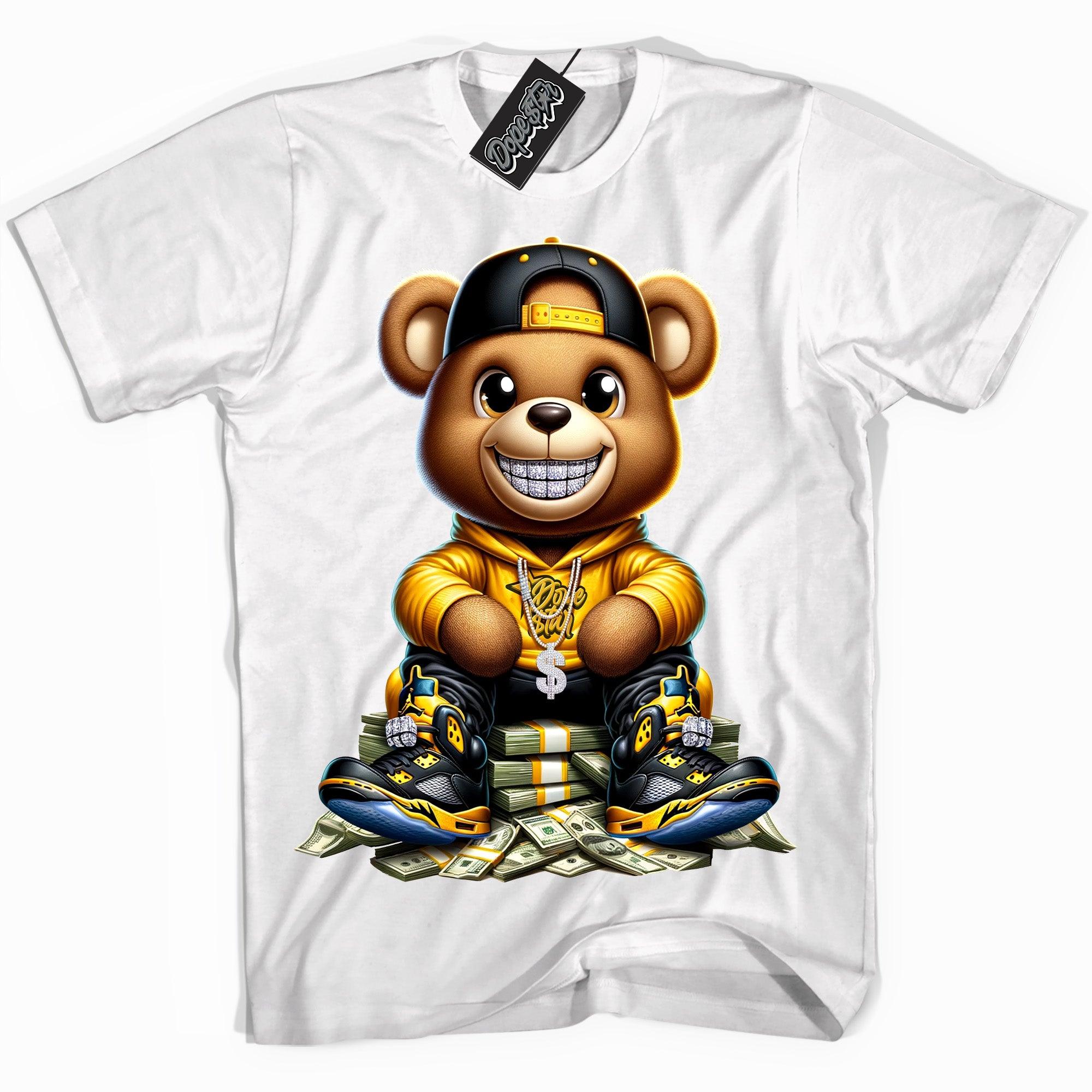 Cool White graphic tee with “ Dope Star Bear ” print, that perfectly matches Air Jordan 12 BLACK TAXI sneakers 