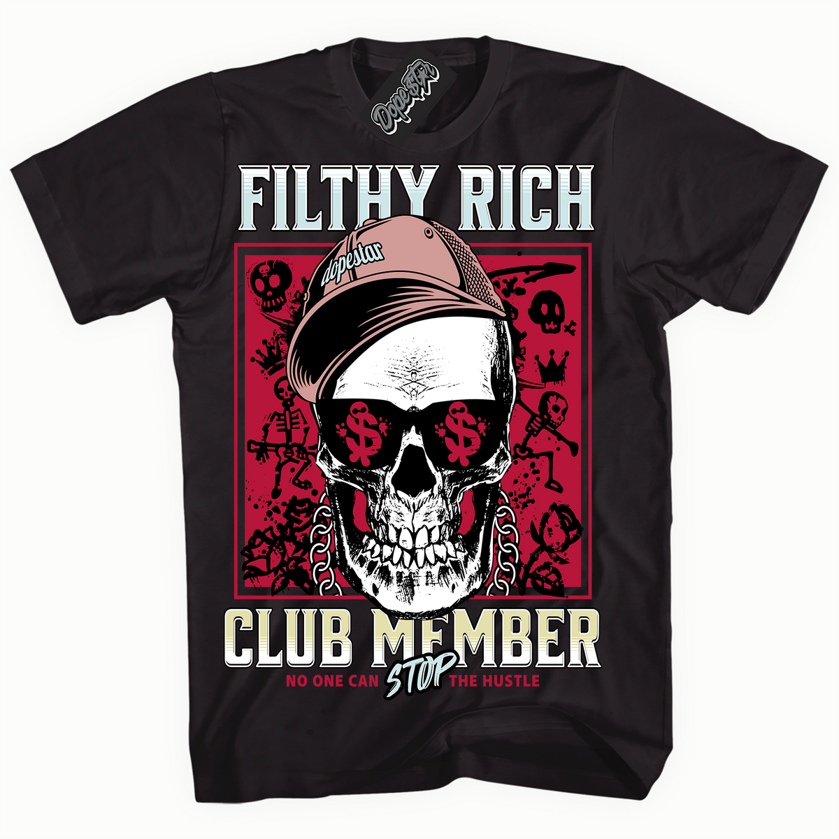 Cool Black Shirt With Filthy Rich design That Perfectly Matches SPIDER VERSE 1S Sneakers.