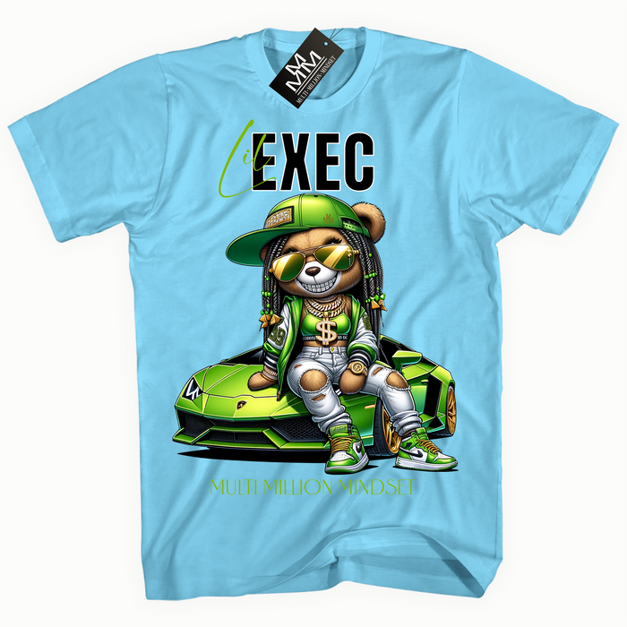 Mind Blowin lil EXEC® Millionaire Bling Girl Graphic Sky Blue Tee By Multi Million Mindset®