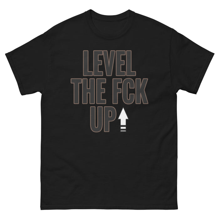 Cool Black graphic tee with “ Level The Fck Up ” design, that perfectly matches Palomino 1s sneakers 