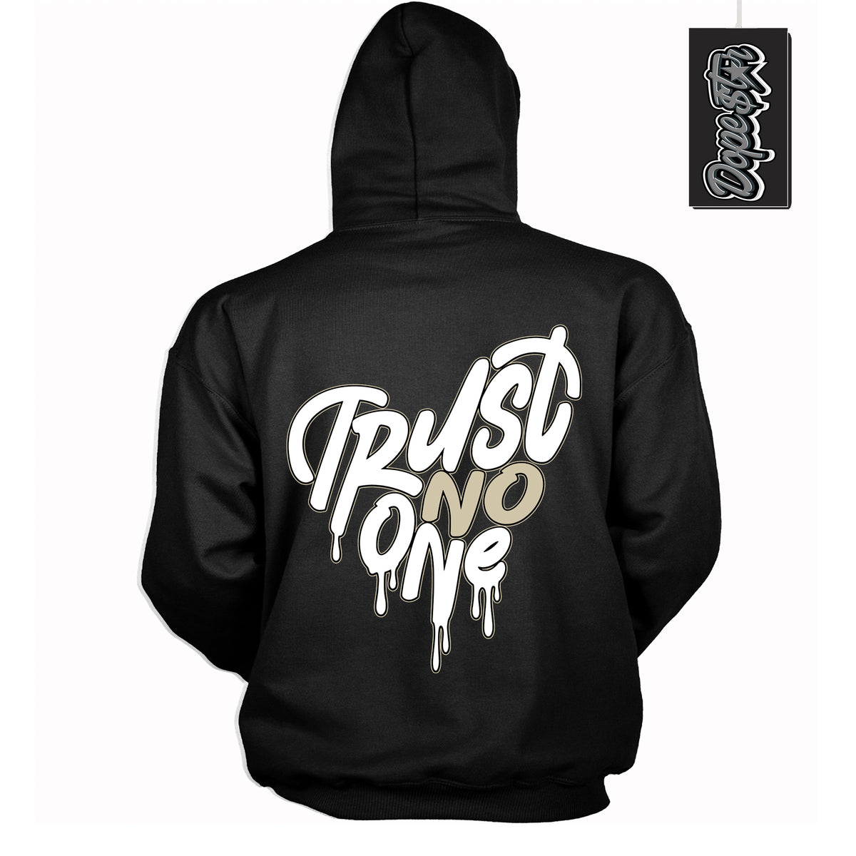 Cool Black Hoodie with “ Trust No One Heart ”  design that Perfectly Matches  Gratitude 11s Sneakers.