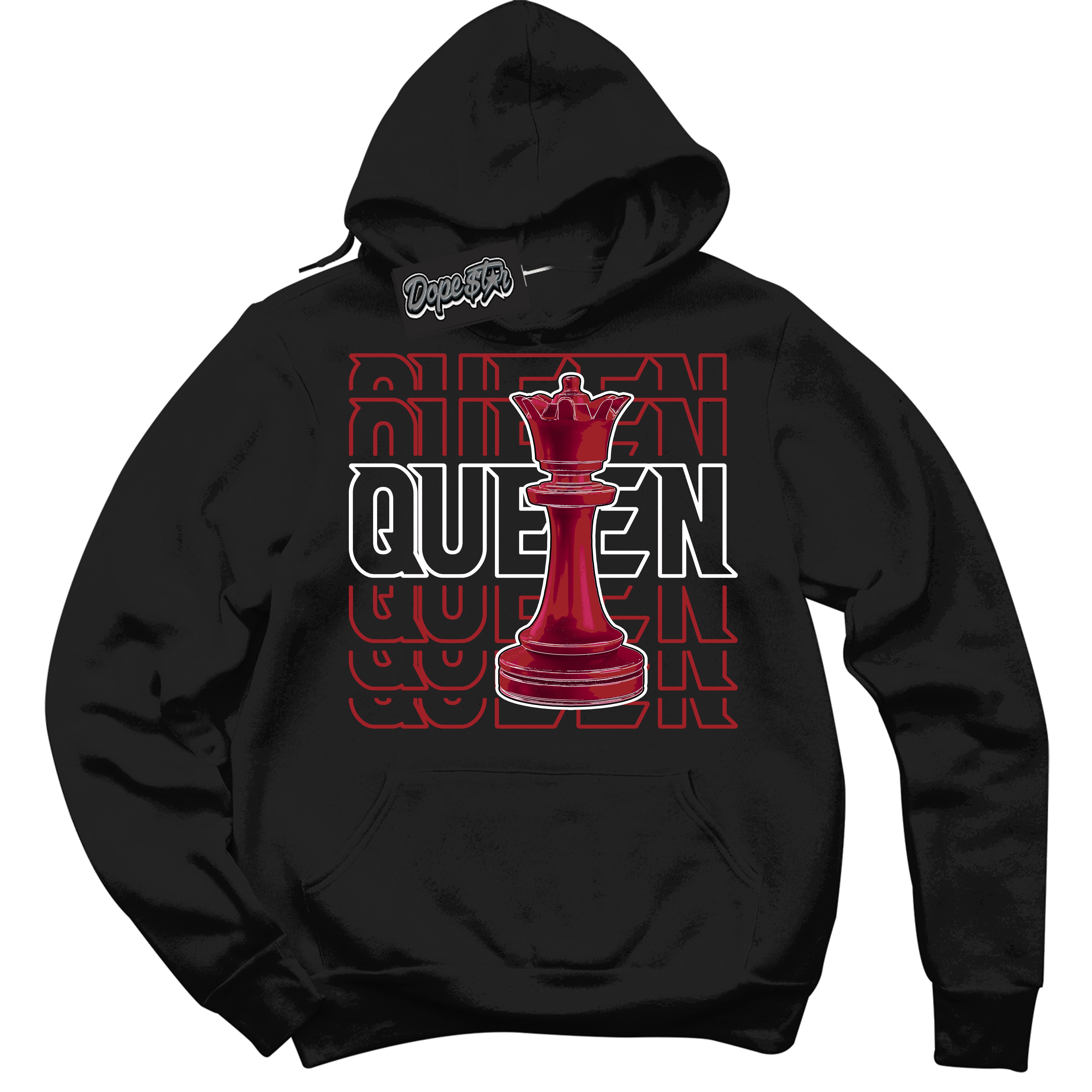 Cool Black Hoodie With “ Queen Chess “ Design That Perfectly Matches Lost And Found 1s Sneakers