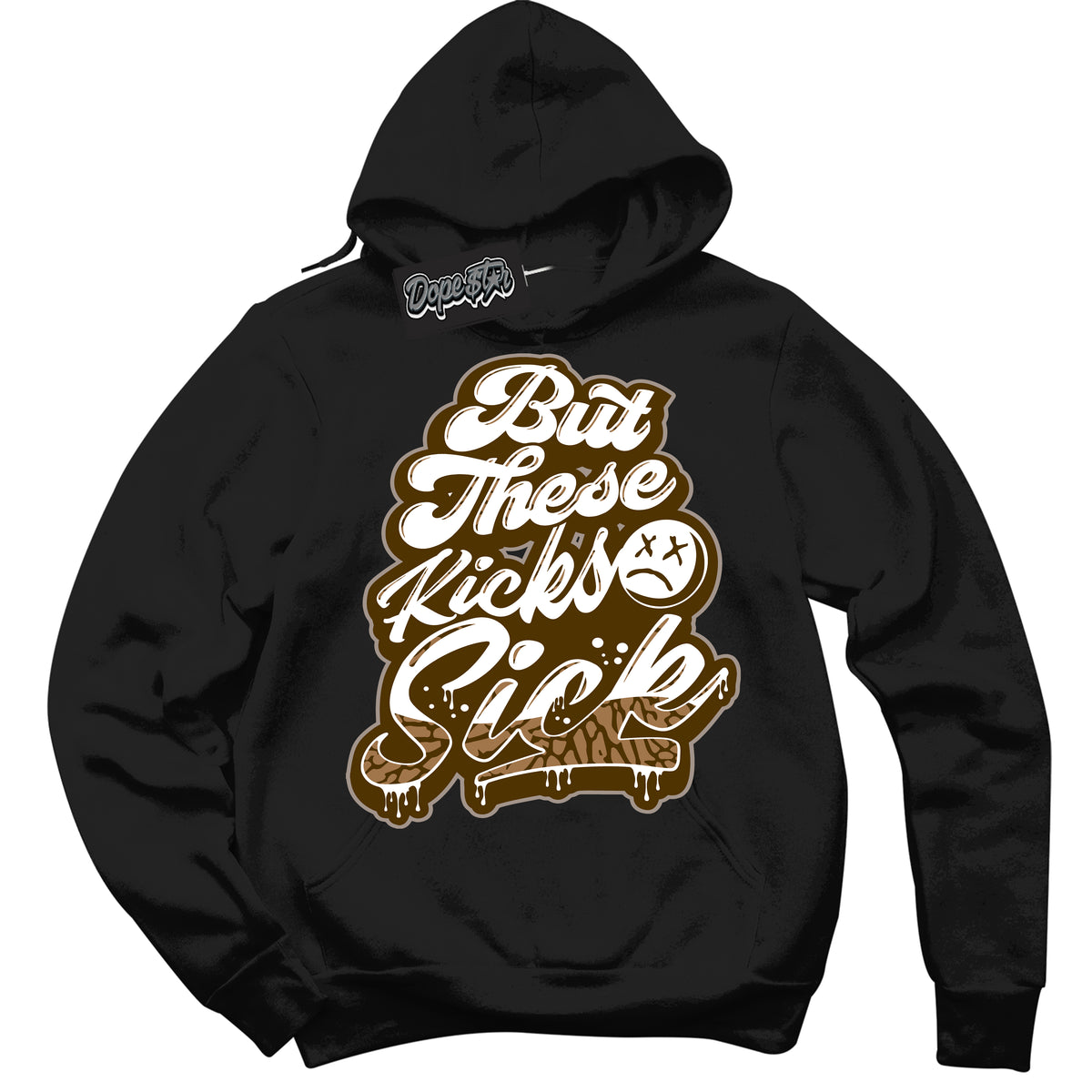 Cool Black Graphic DopeStar Hoodie with “ Kick Sick “ print, that perfectly matches Palomino 3s sneakers