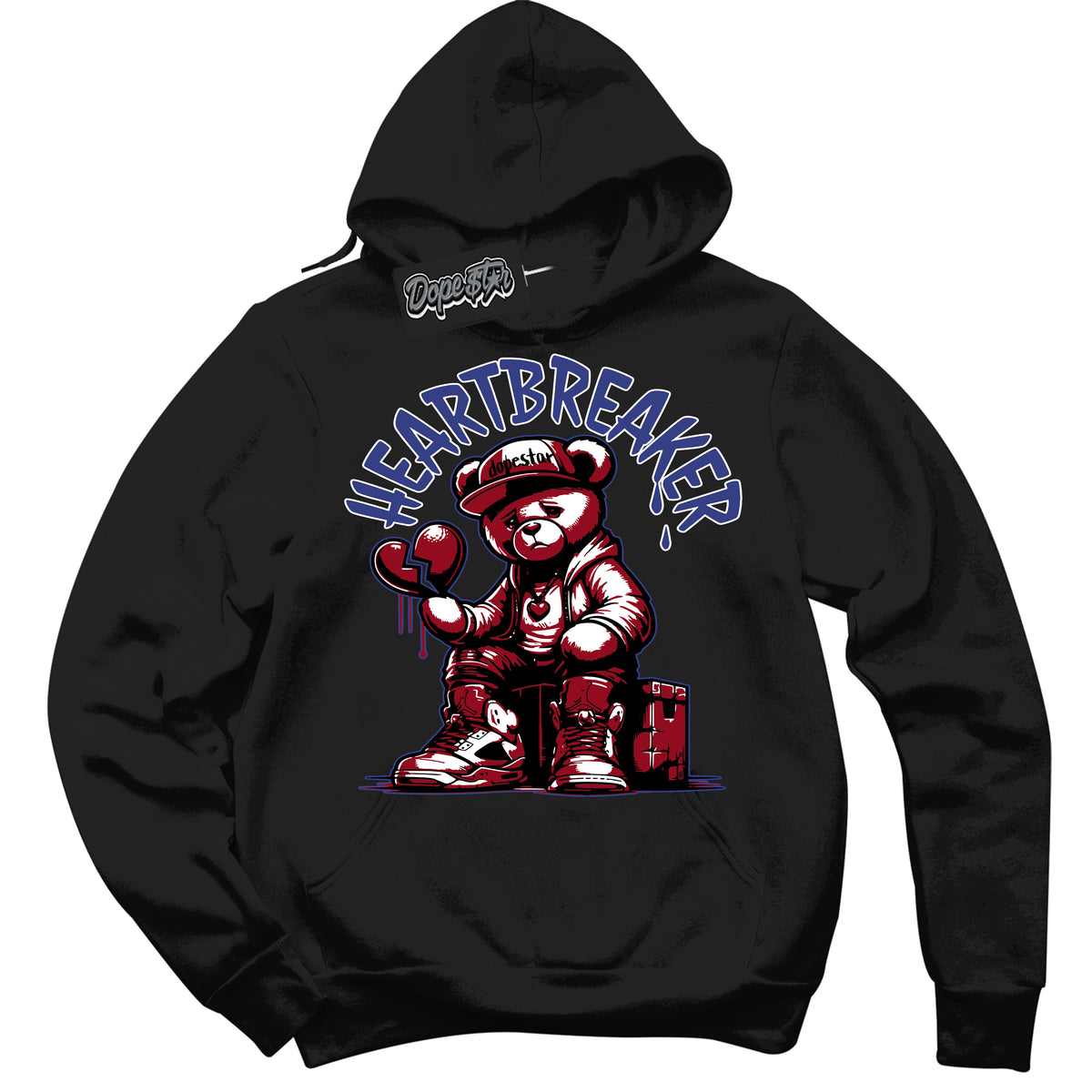 Cool Black Hoodie with “ Heartbreaker Bear ”  design that Perfectly Matches Playoffs 8s Sneakers.