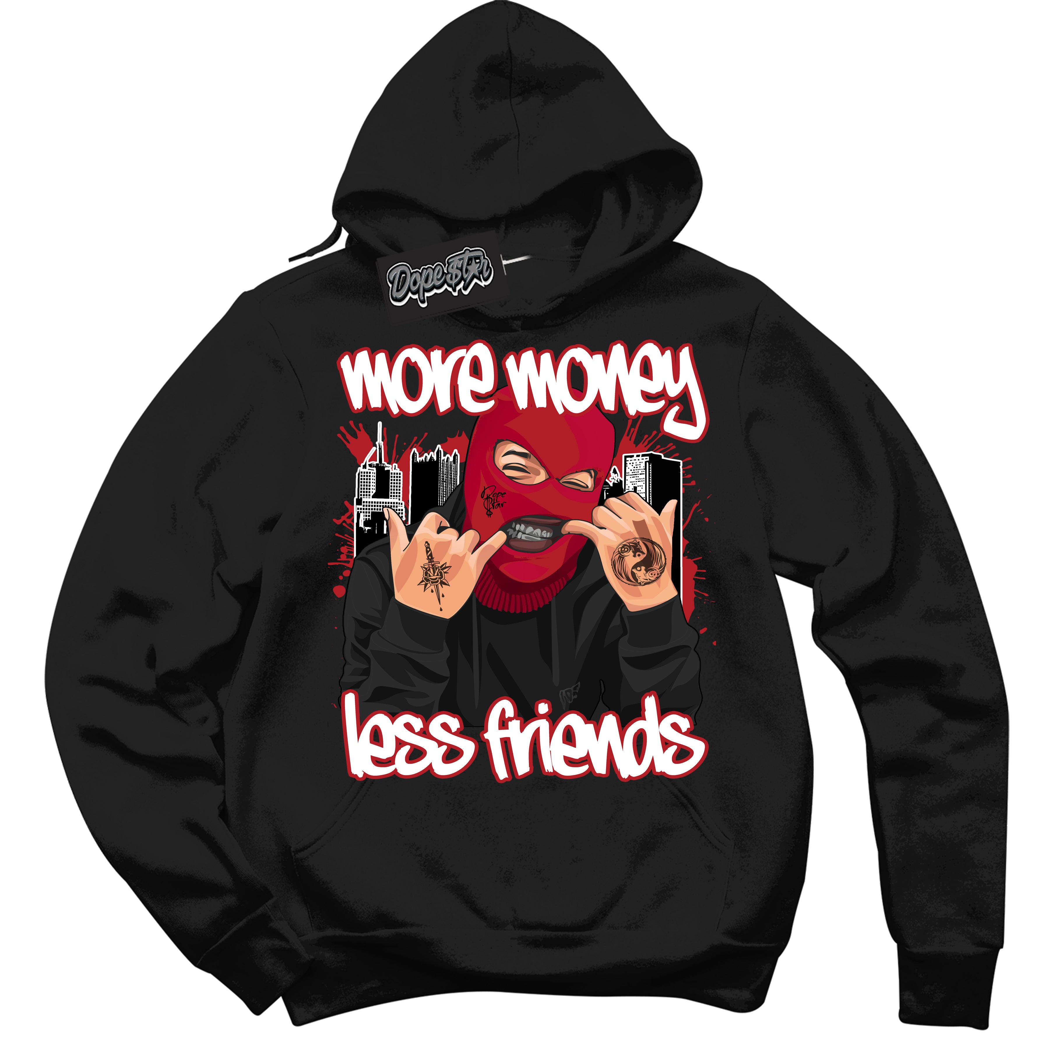 Cool Black Hoodie with “ More Money Less Friends ”  design that Perfectly Matches Pro J Pack Chicago Dunks.
