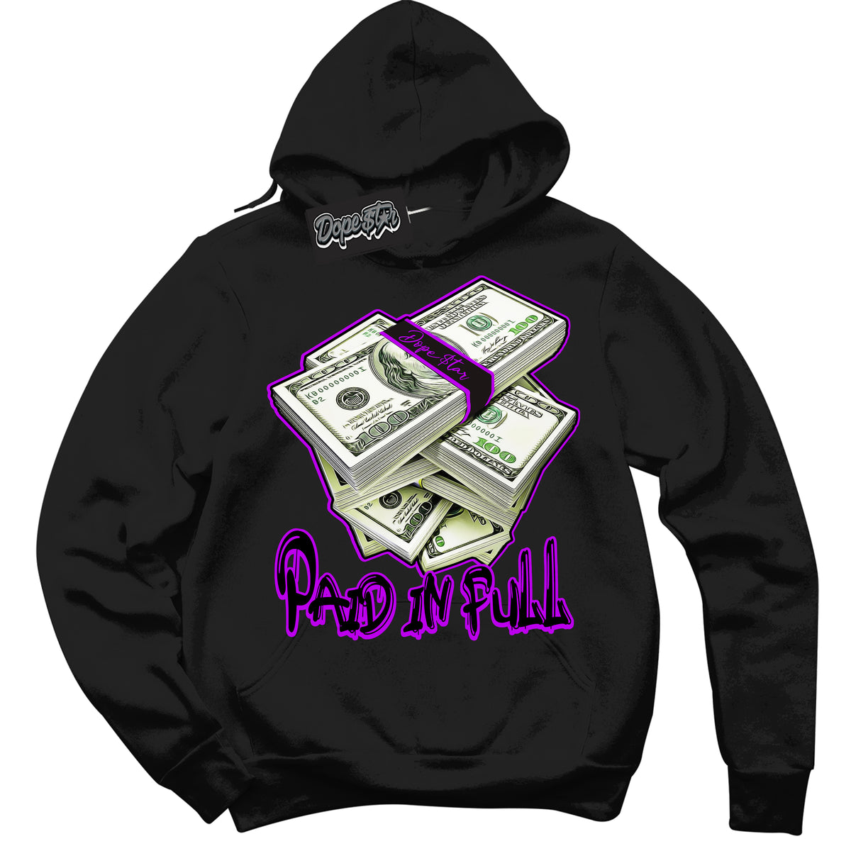 Cool Black Hoodie with “ Paid In Full ”  design that Perfectly Matches RTKT Genesis Dunk Sneakers.