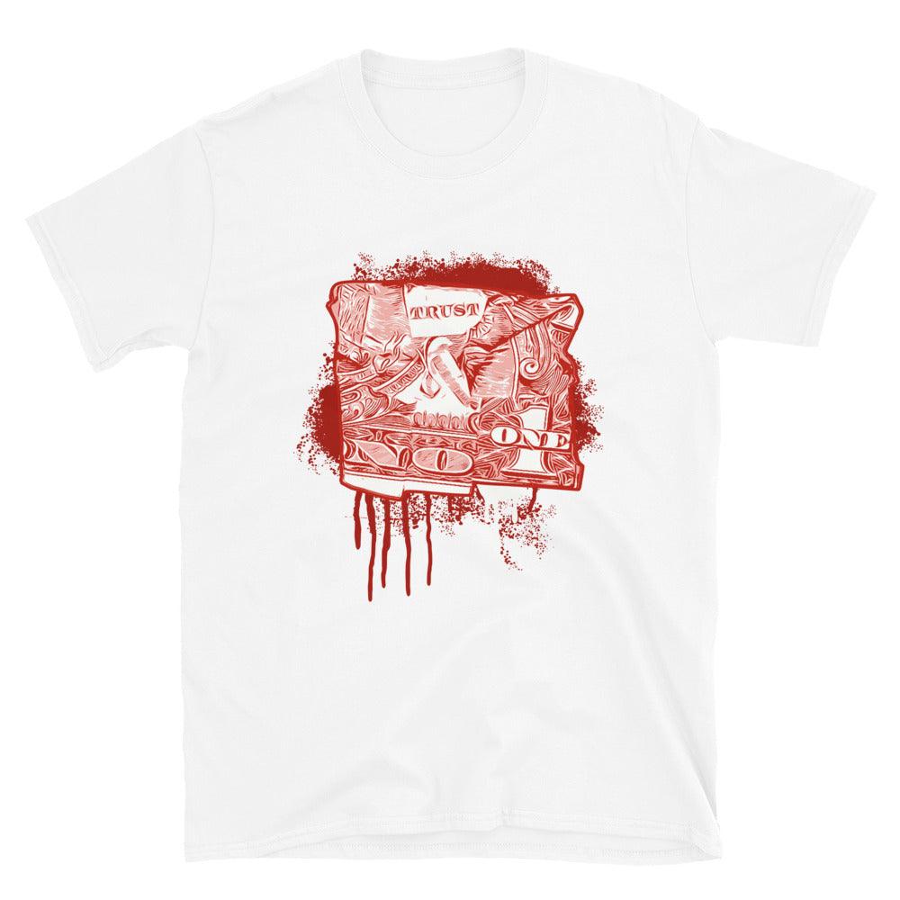 Nike Dunk High White Picante Red - Trust No Dollar One - Sneaker Shirts Outlet