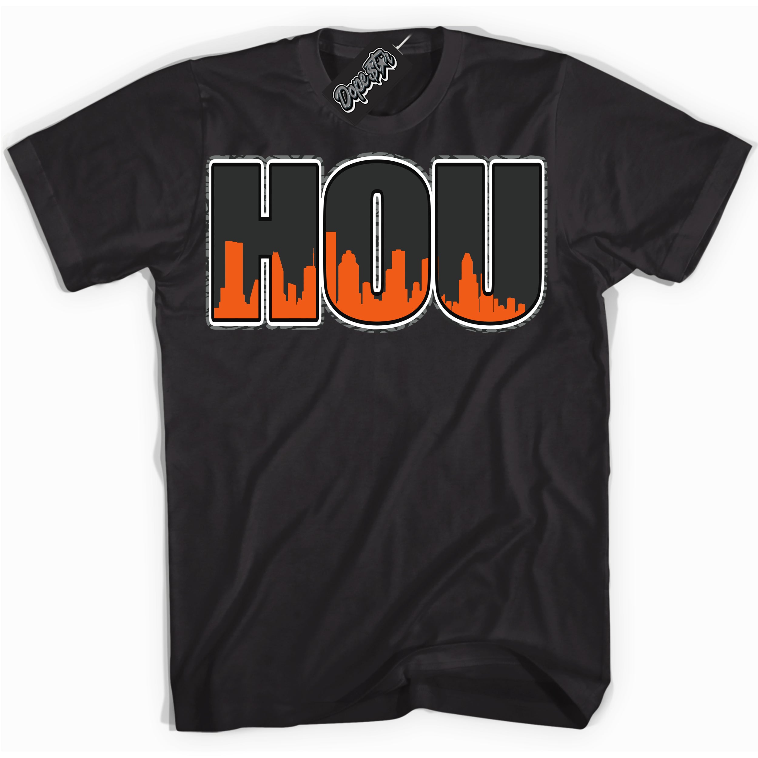 Cool Black graphic tee with “ Houston ” design, that perfectly matches Fear Pack 3s sneakers 
