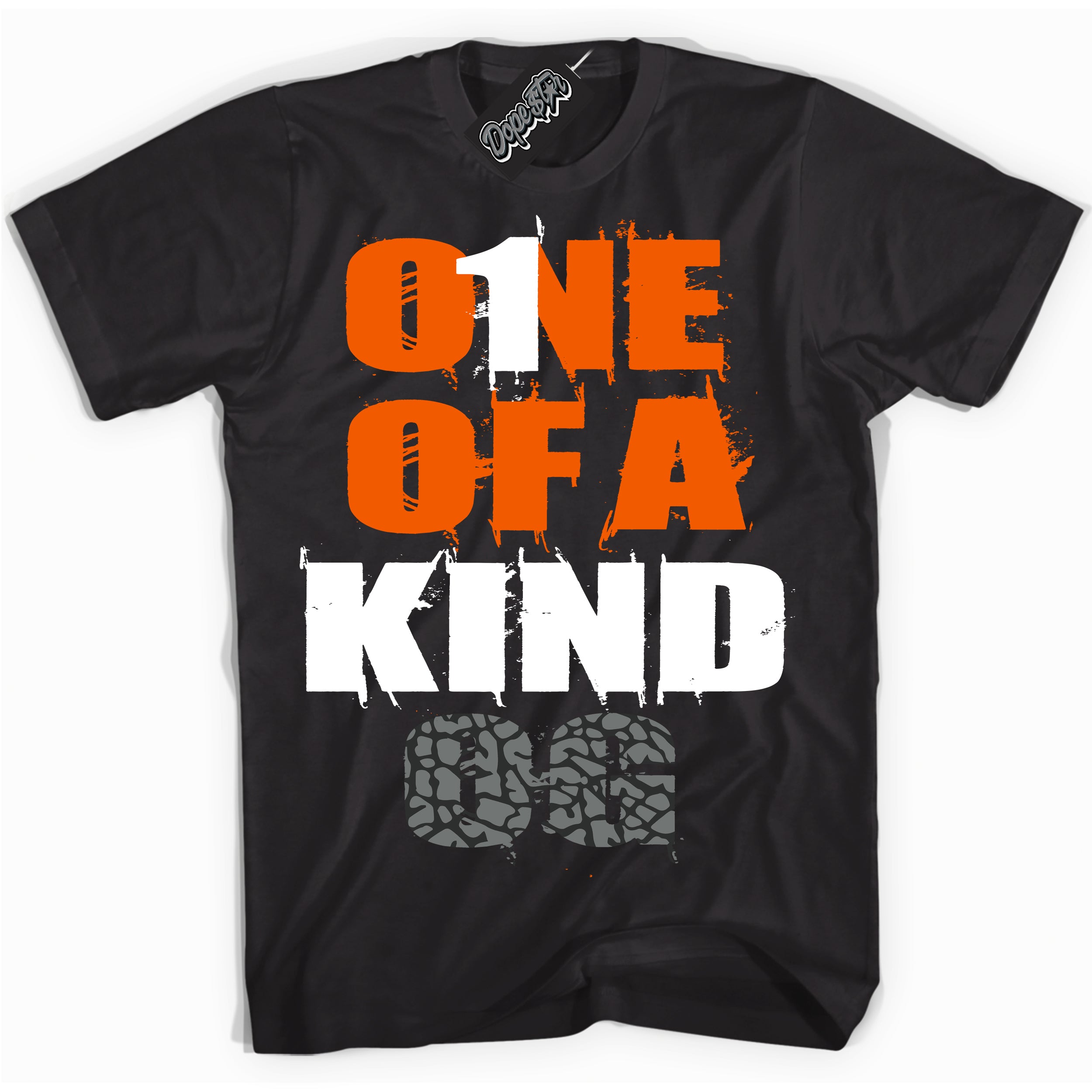 Cool Black graphic tee with “ One Of A Kind ” design, that perfectly matches Fear Pack 3s sneakers 