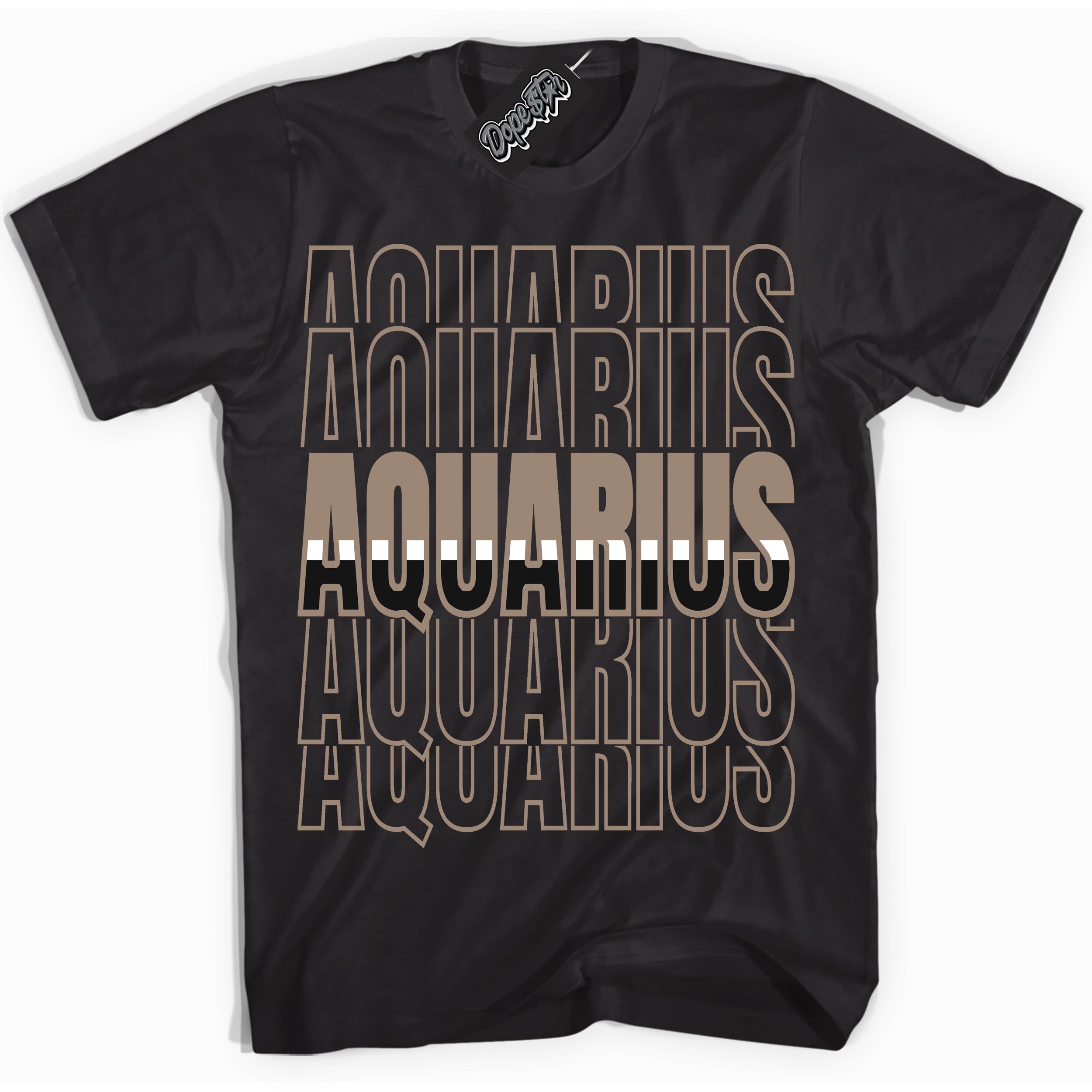 Cool Black Shirt with “ Aquarius ” design that perfectly matches Latte 1s Sneakers.