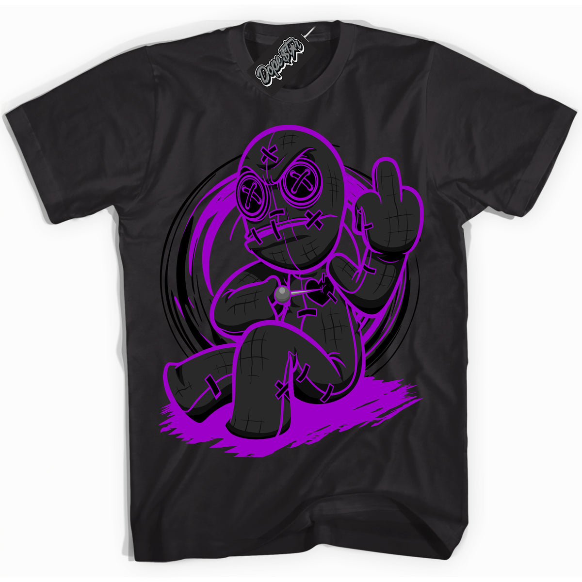 Cool Black Shirt with “ VooDoo Doll” design that perfectly matches RTKT Genesis Dunk Sneakers.
