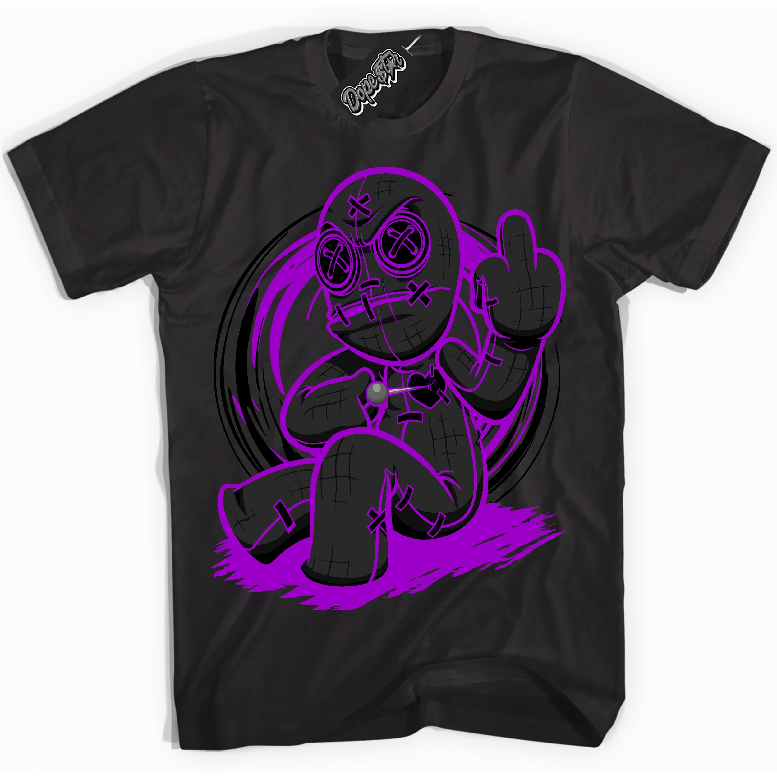 Cool Black Shirt with “ VooDoo Doll” design that perfectly matches RTKT Genesis Dunk Sneakers.