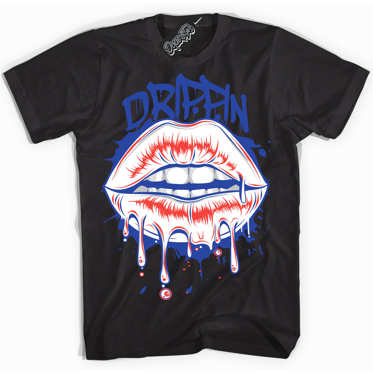 Cool Black Shirt with “ Drippin ” design that perfectly matches Ultramarine 180s Sneakers.