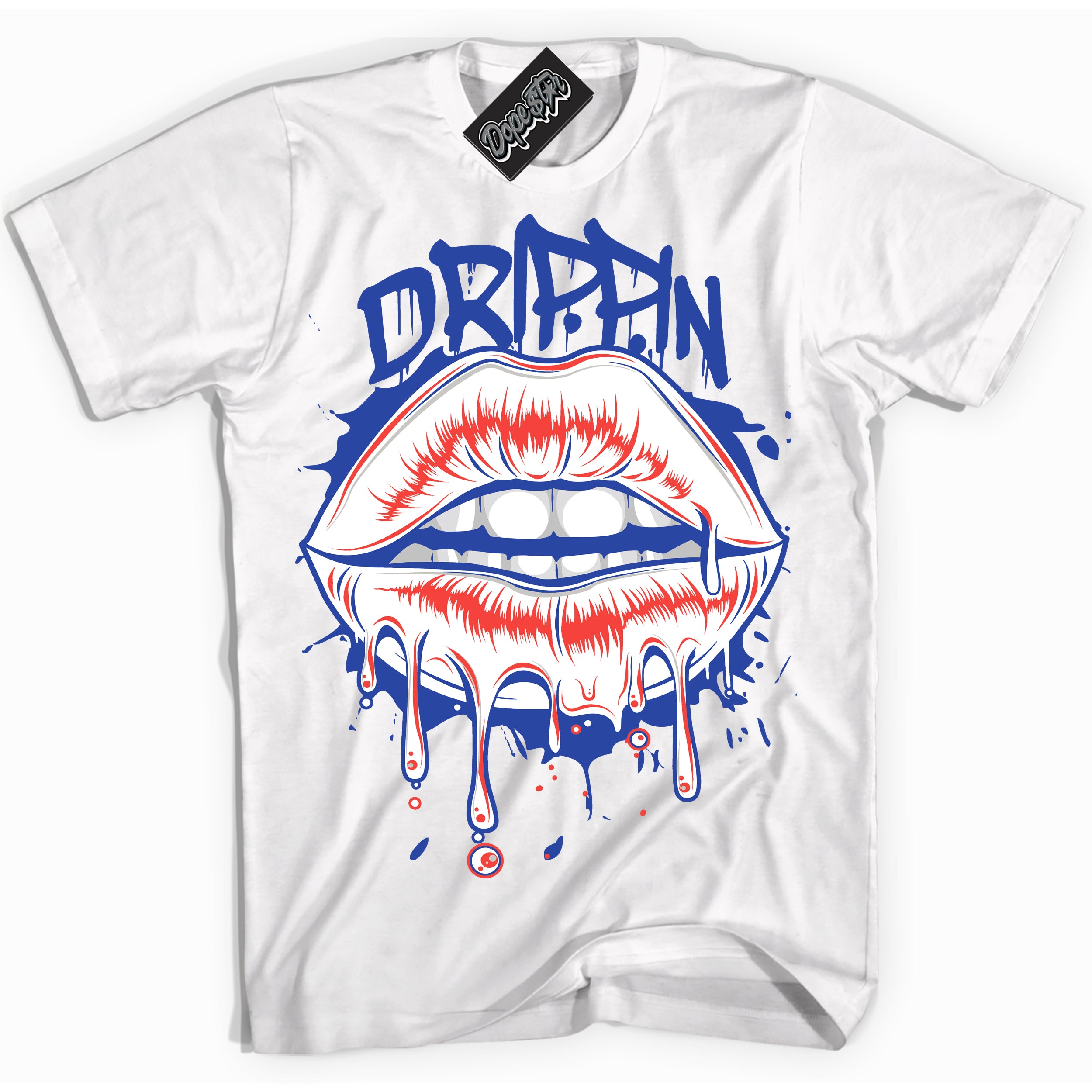 Cool White Shirt with “ Drippin ” design that perfectly matches Ultramarine 180s Sneakers.