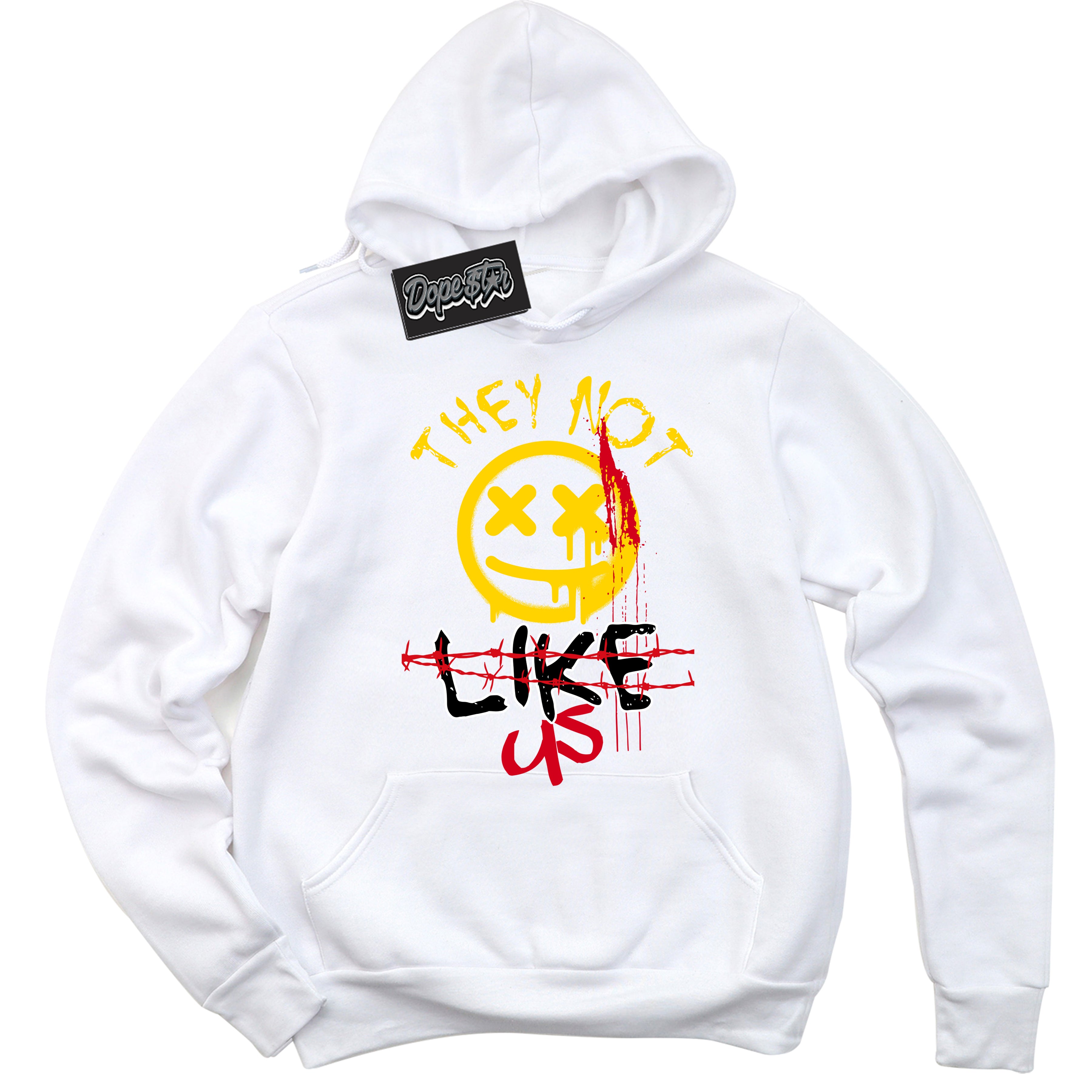 White “They Not Like Us” Hoodie by Dope Star Brand®, styled to match Quai 54 sneakers