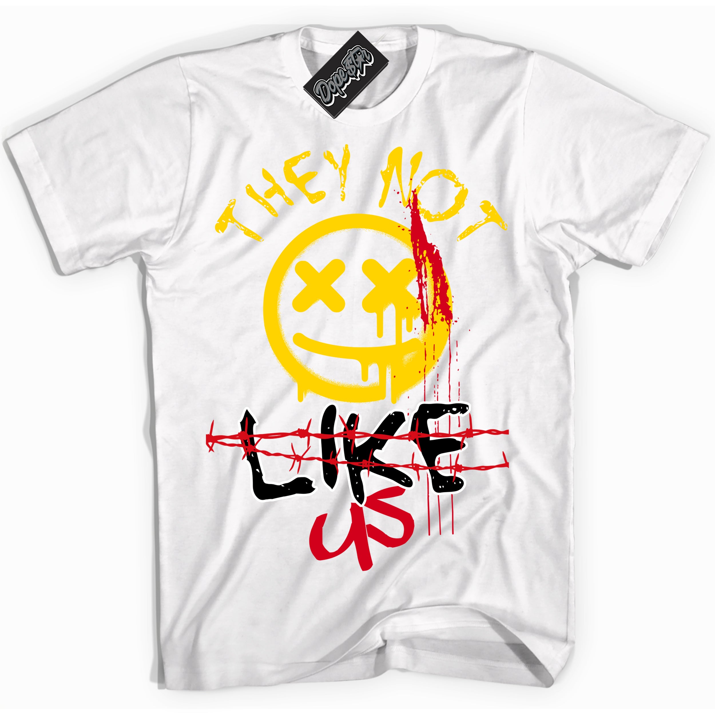 White “They Not Like Us” T-shirt by Dope Star Brand®, styled to match Quai 54 sneakers