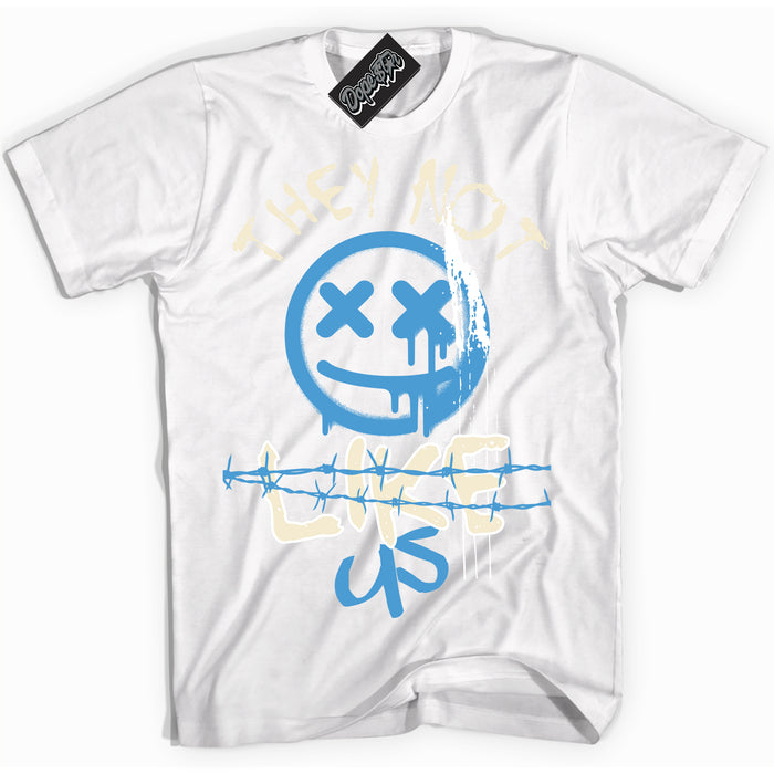 White “They Not Like Us” T-shirt by Dope Star Brand®, styled to match UNC Reimagined 1s sneakers
