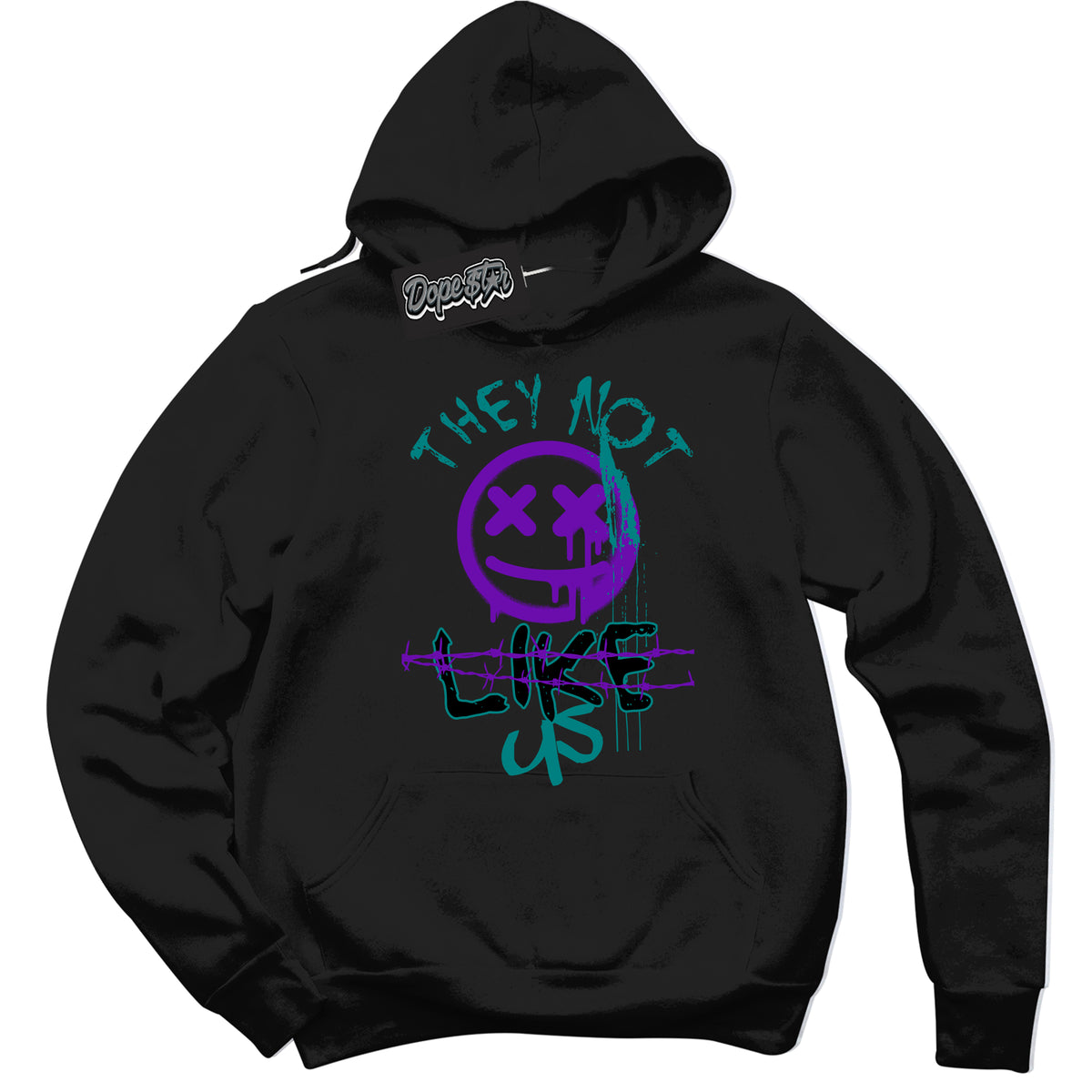 Black “They Not Like Us” Hoodie by Dope Star Brand®, styled to match Wizard Dunk sneakers
