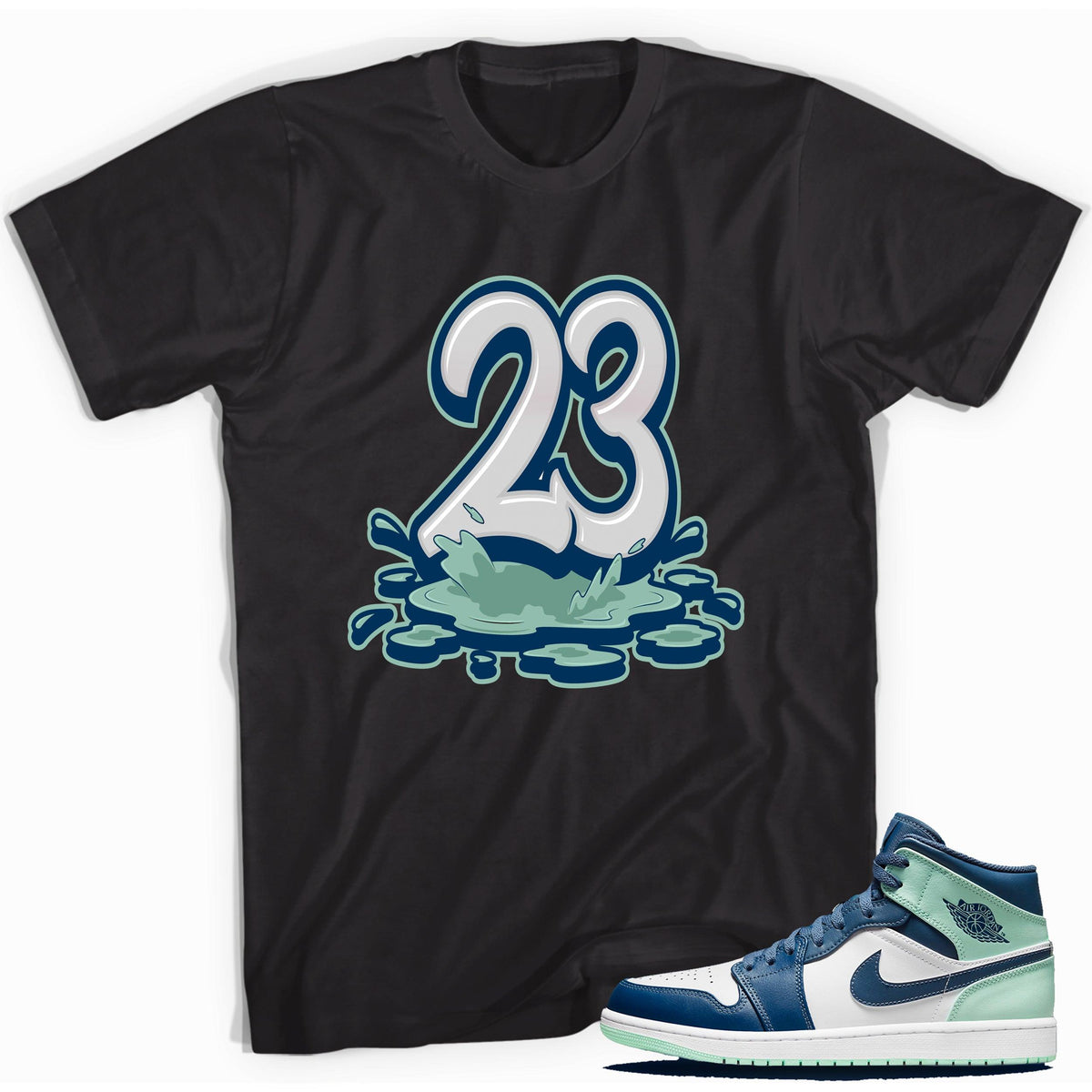 23 Melting AJ 1 Mystic Navy Mint Foam Shirt photo