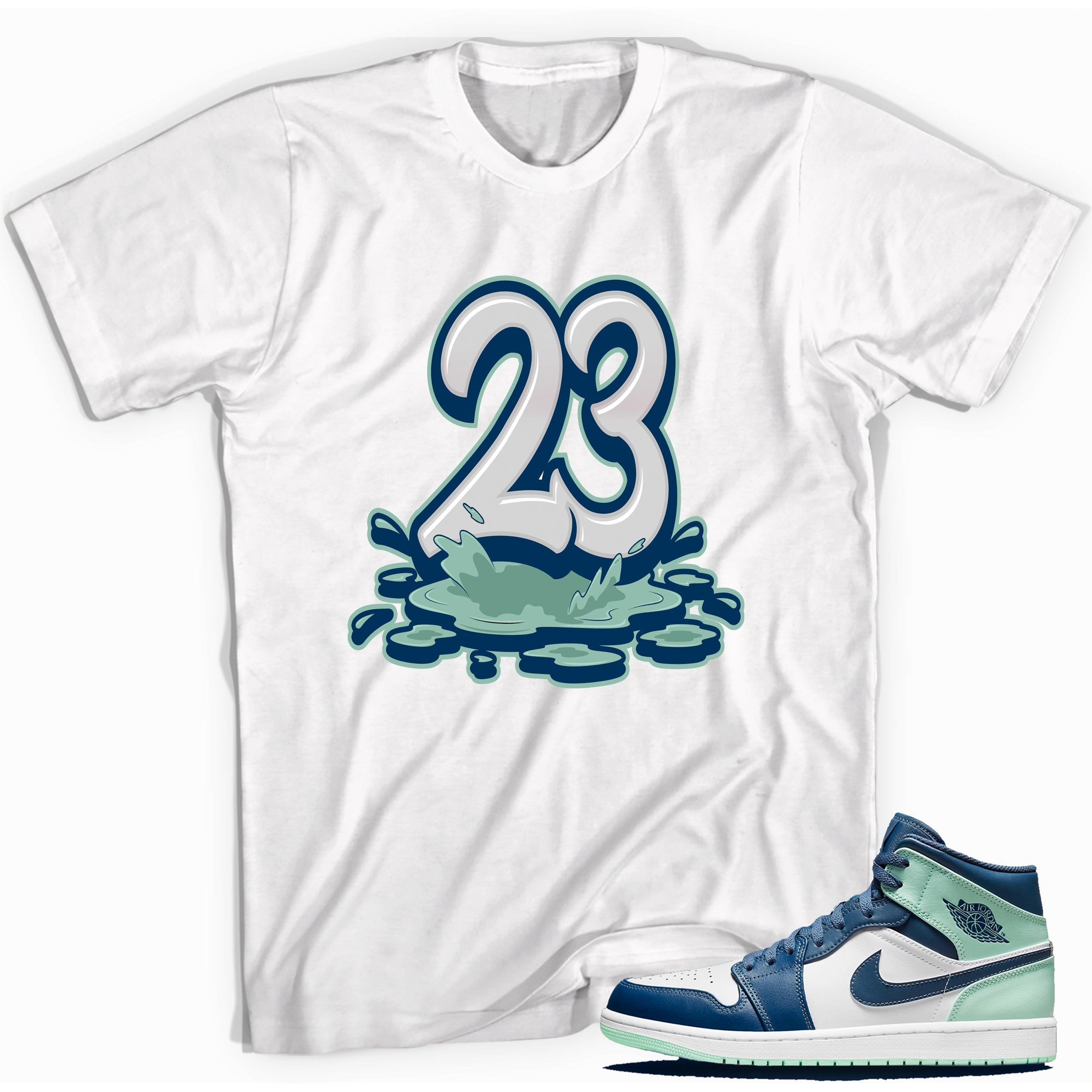 Number 23 Melting AJ 1 Mystic Navy Mint Foam Shirt photo