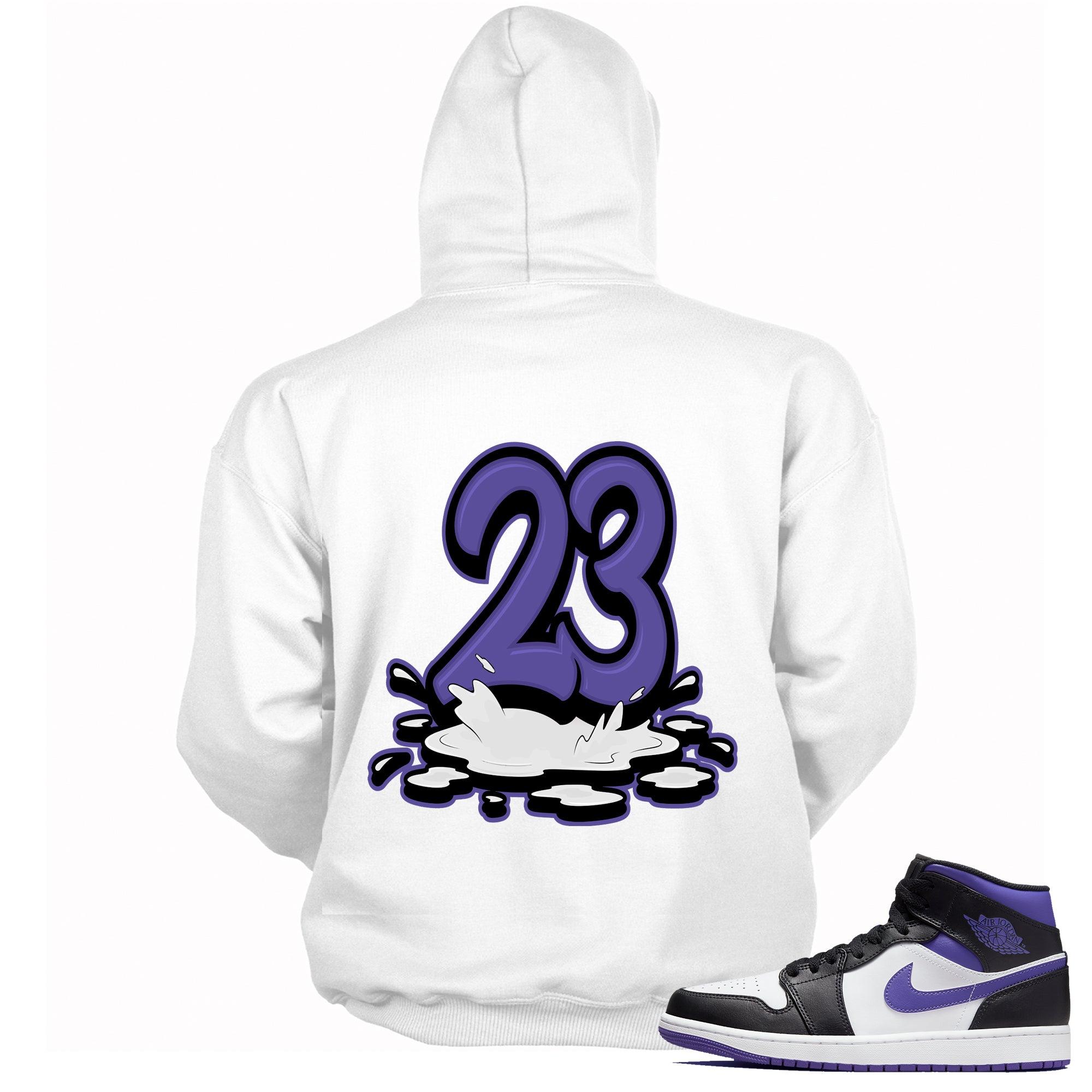 Number 23 Melting Hoodie AJ 1 Mid White Black Purple photo