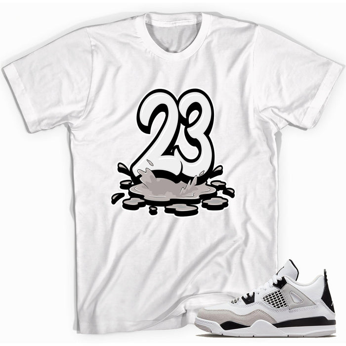 23 Melting Sneaker Tee AJ 4 Retro Military Black photo