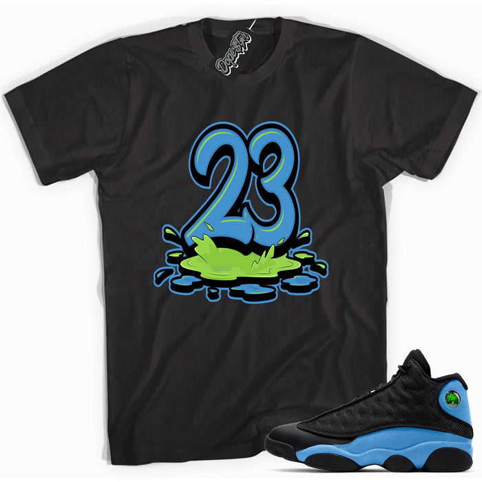 23 Melting Shirt AJ 13 Retro Black University Blue photo