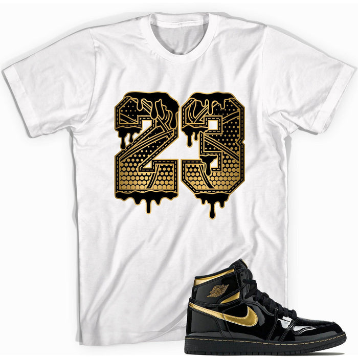 23 Ball Shirt AJ 1 Retro High OG Black Metallic Gold photo