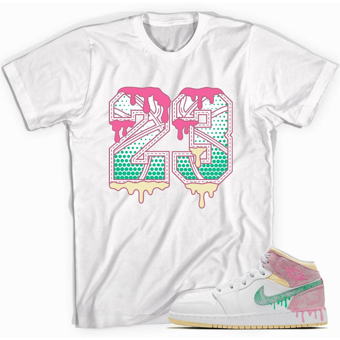 Number 23 Ball Shirt AJ 1 Mid Paint Drip GS photo