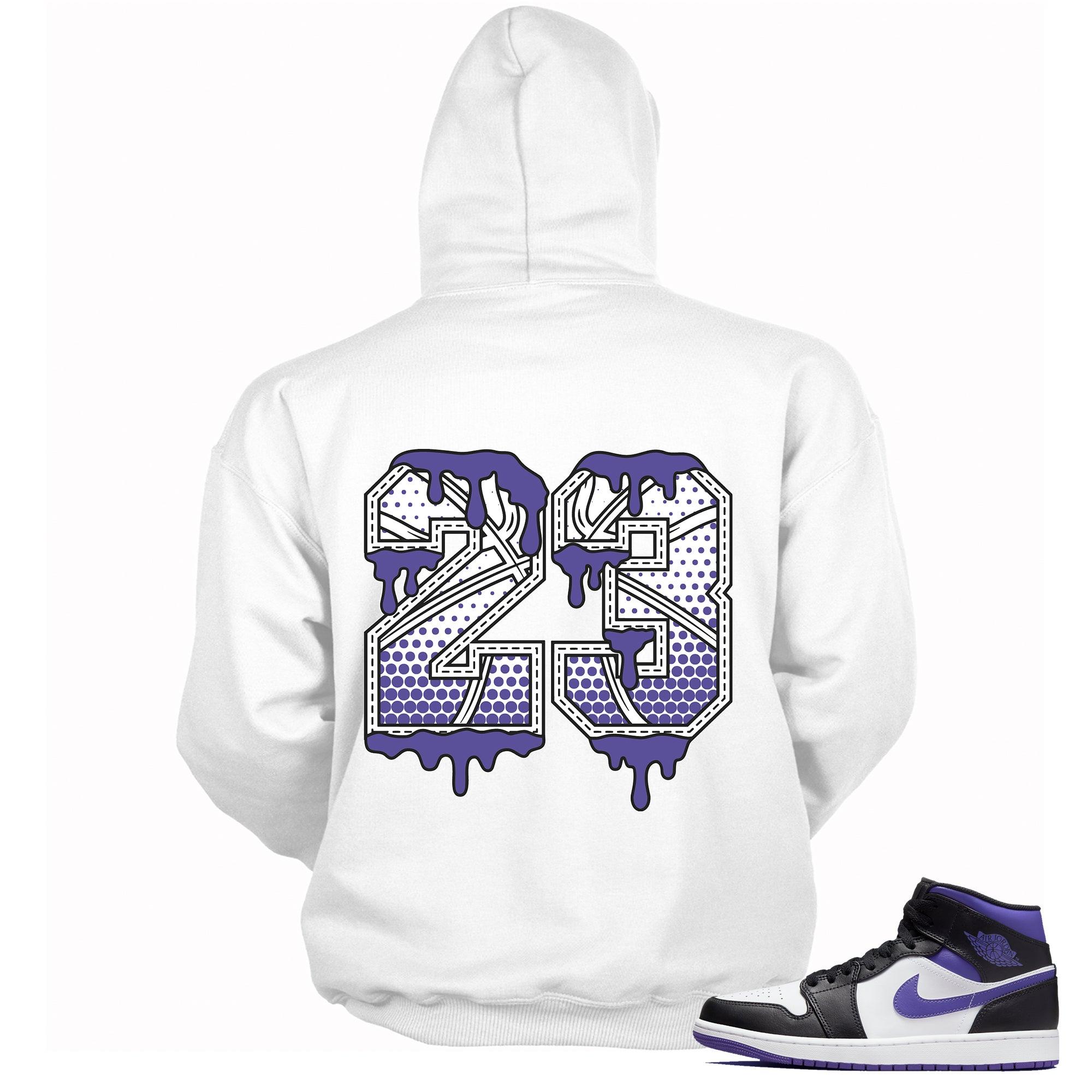 Number 23 Ball Hoodie AJ 1 Mid White Black Purple photo