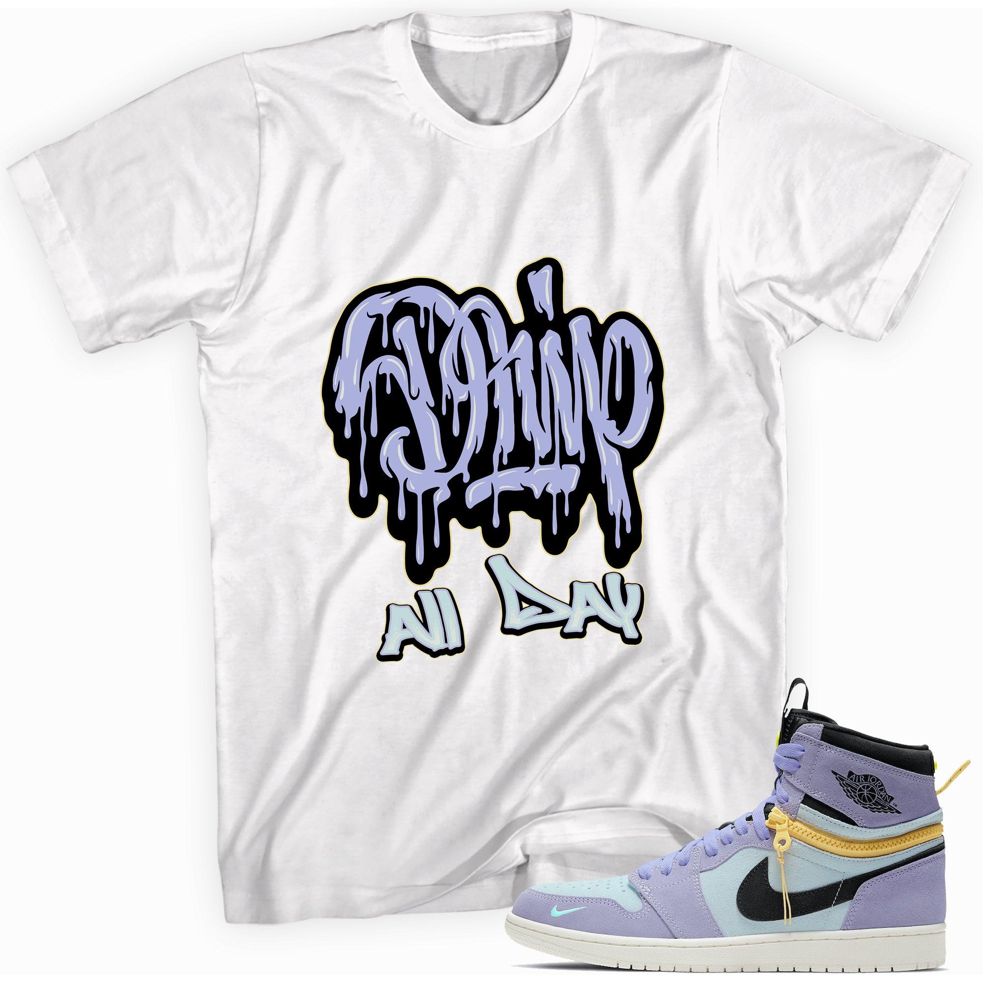 Drip All Day AJ 1 Hightop Purple Pulse Shirt photo