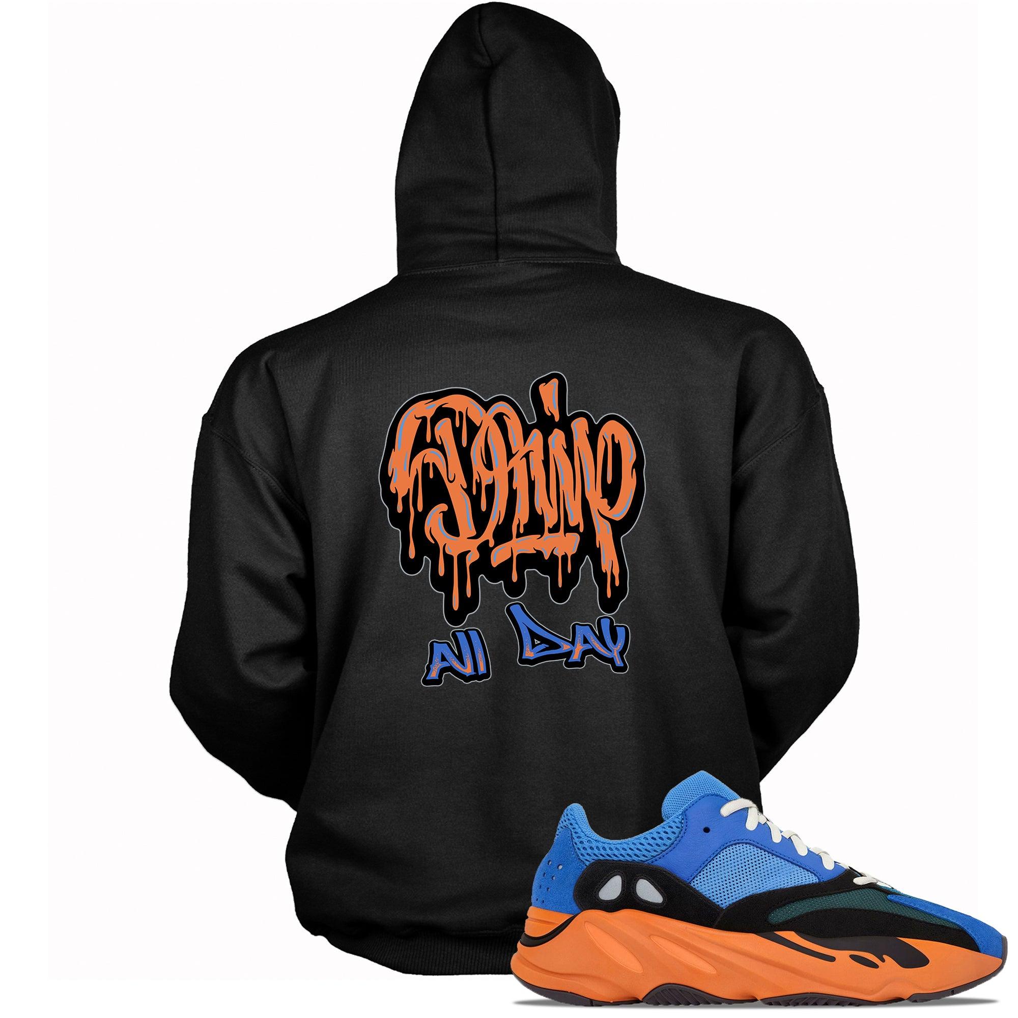 Black Drip All Day Hoodie Yeezy Boost 700 Bright Blue photo