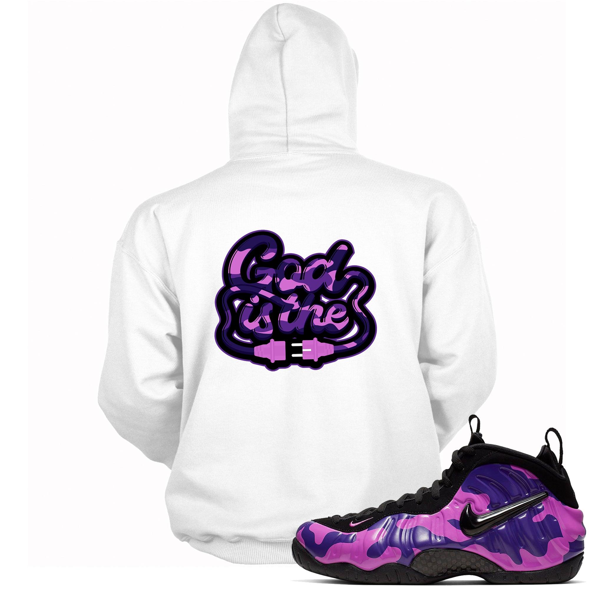 God Is Hoodie Nike Air Foamposite One Purple Camo photo