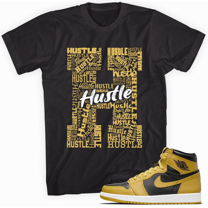 Black H For Hustle Shirt Air Jordan 1 Retro High Pollen photo